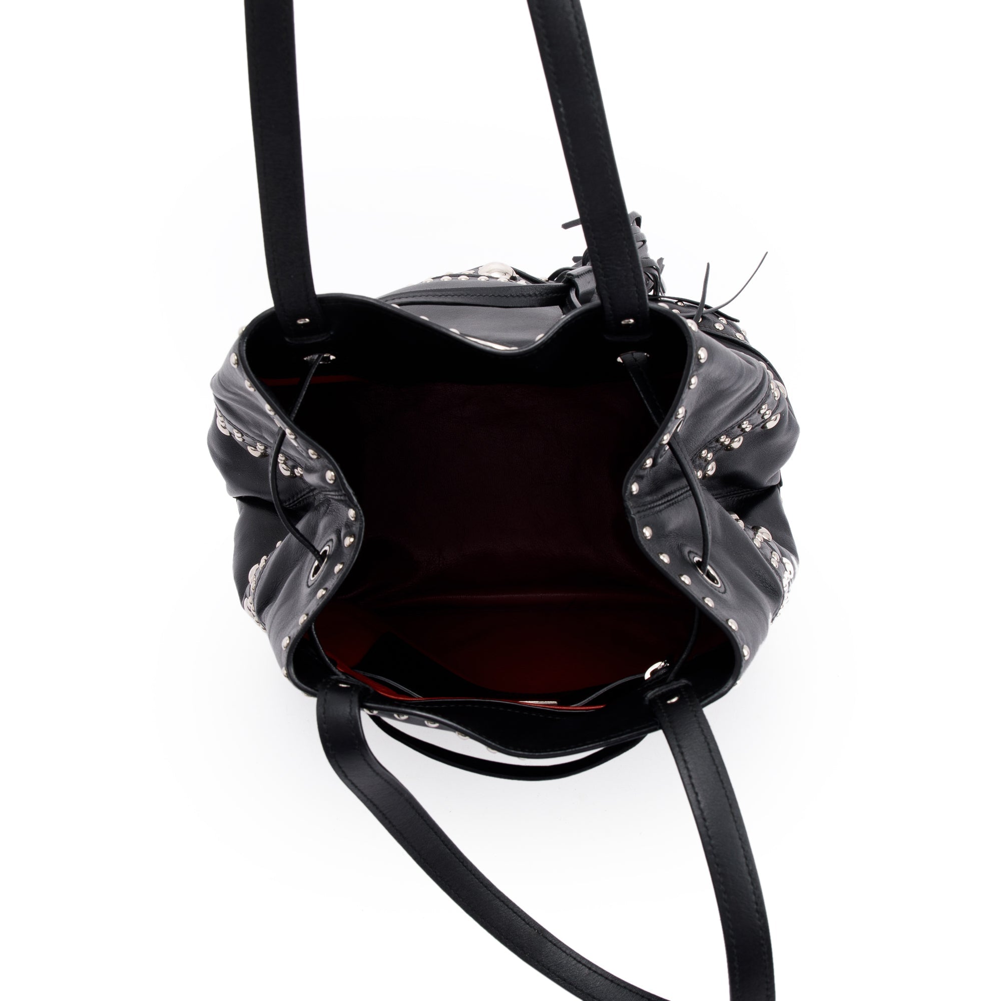 Prada Grommet Embellished City Calf Bucket Bag