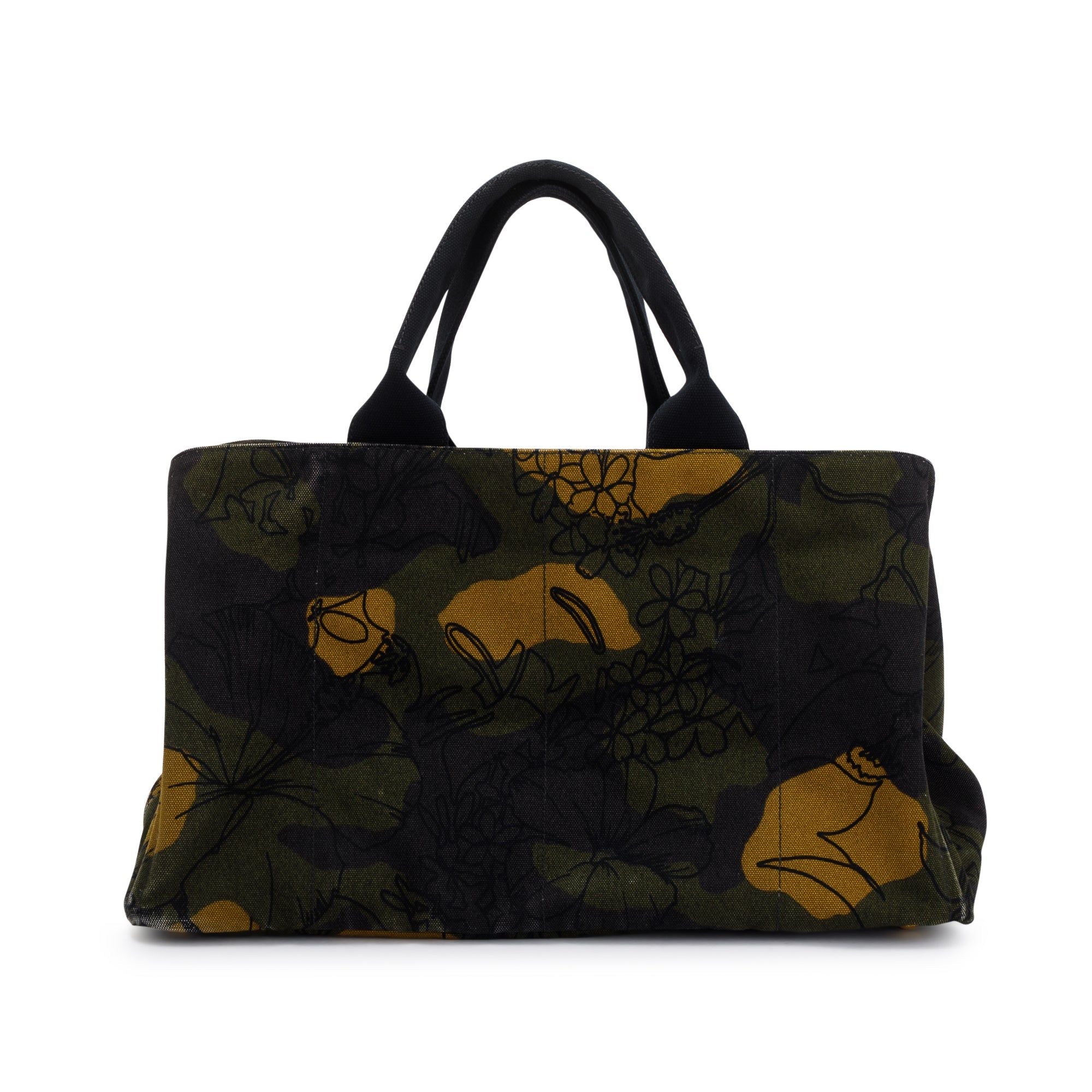 Prada Large Green Printed Canapa Canvas Tote