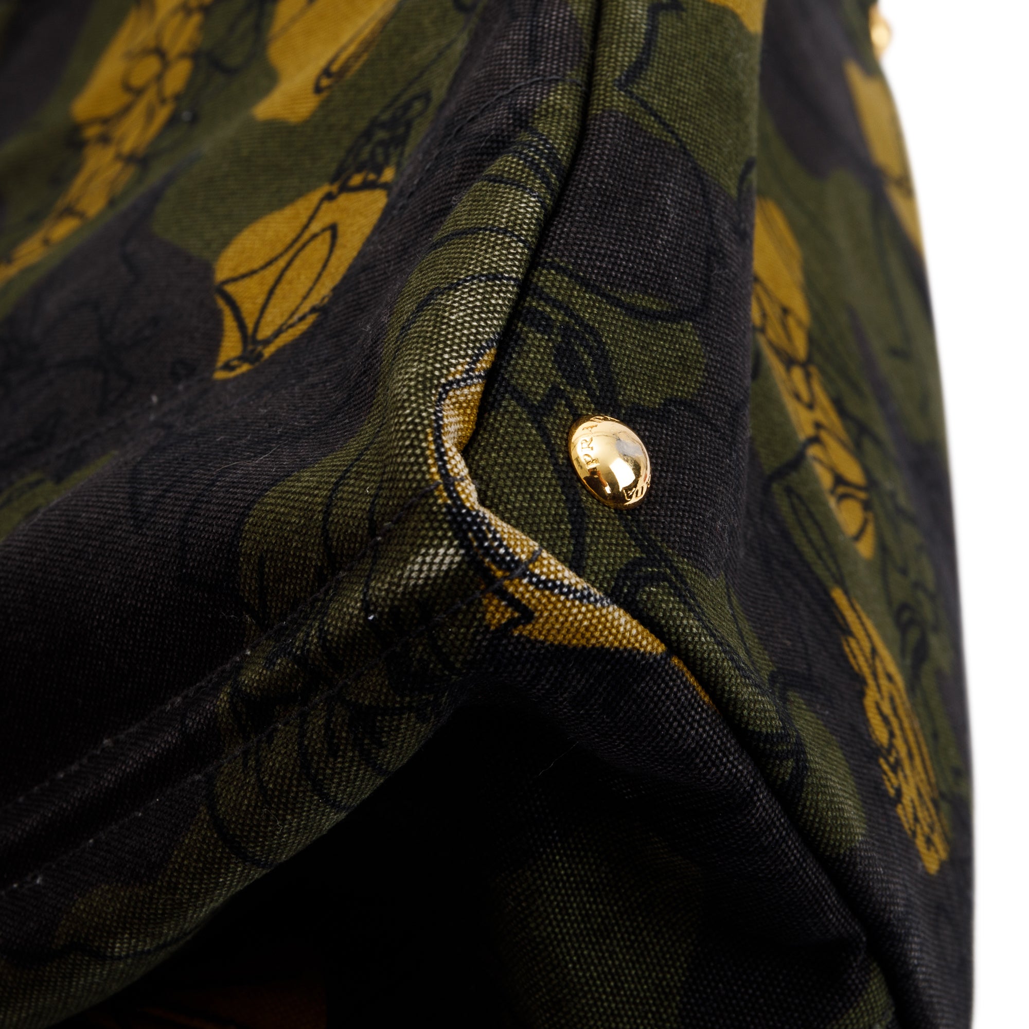 Prada Large Green Printed Canapa Canvas Tote