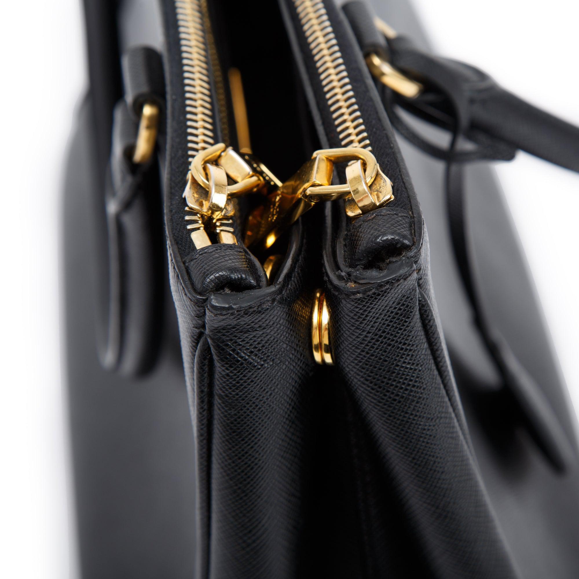 Prada Large Saffiano Double Zip Galleria Tote w/ Strap