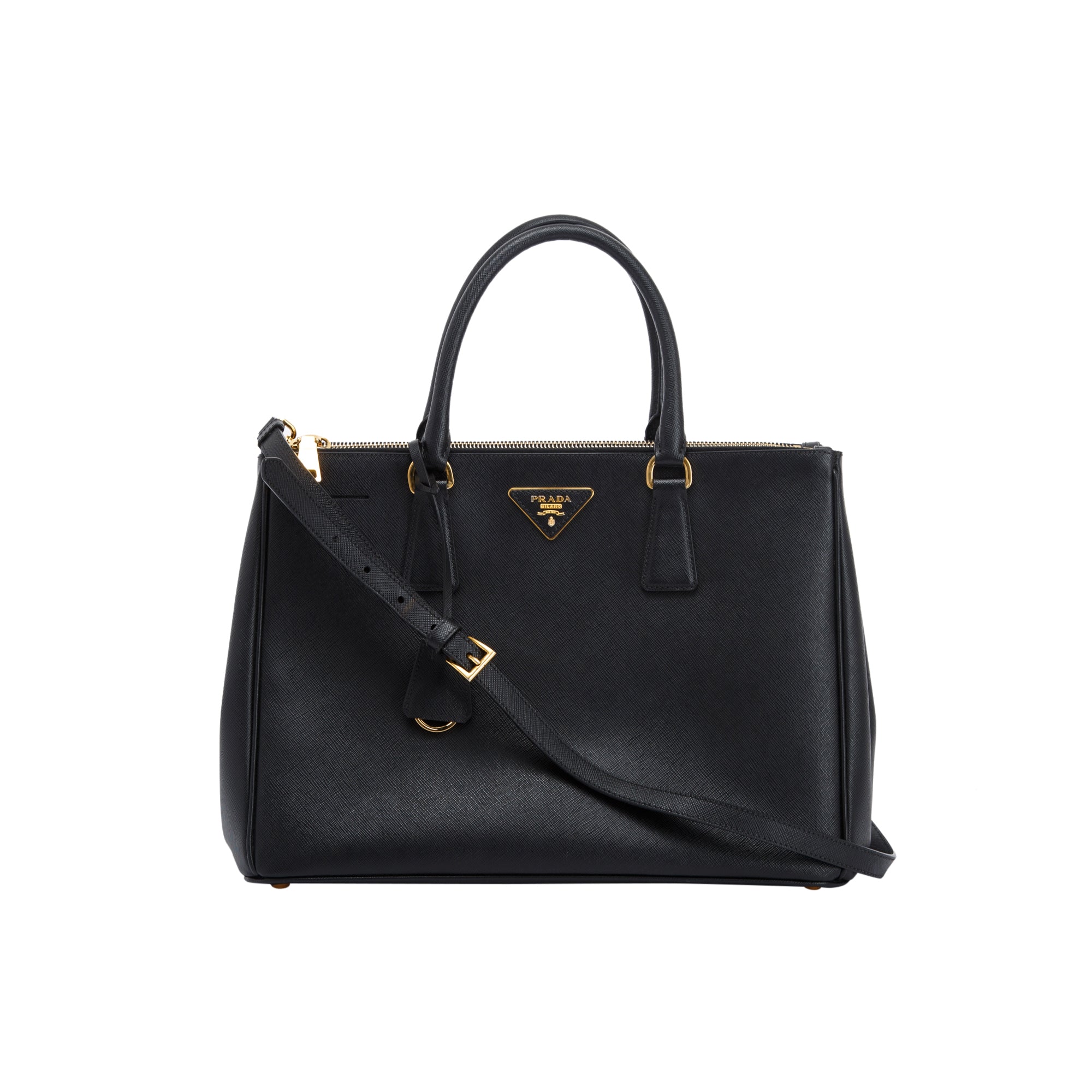 Prada Large Saffiano Double Zip Galleria Tote w/ Strap