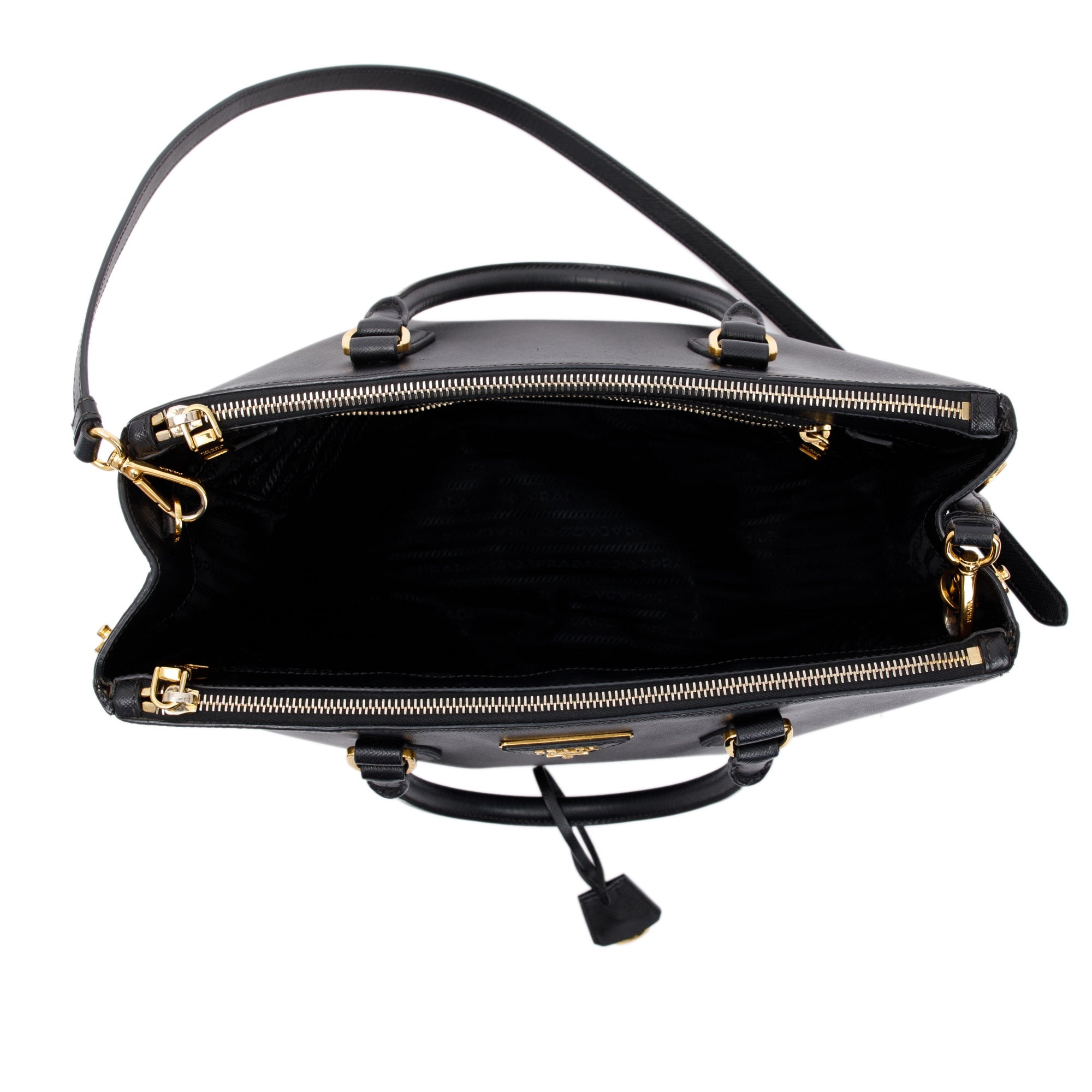 Prada Large Saffiano Lux Double Zip Galleria Tote w/ Strap