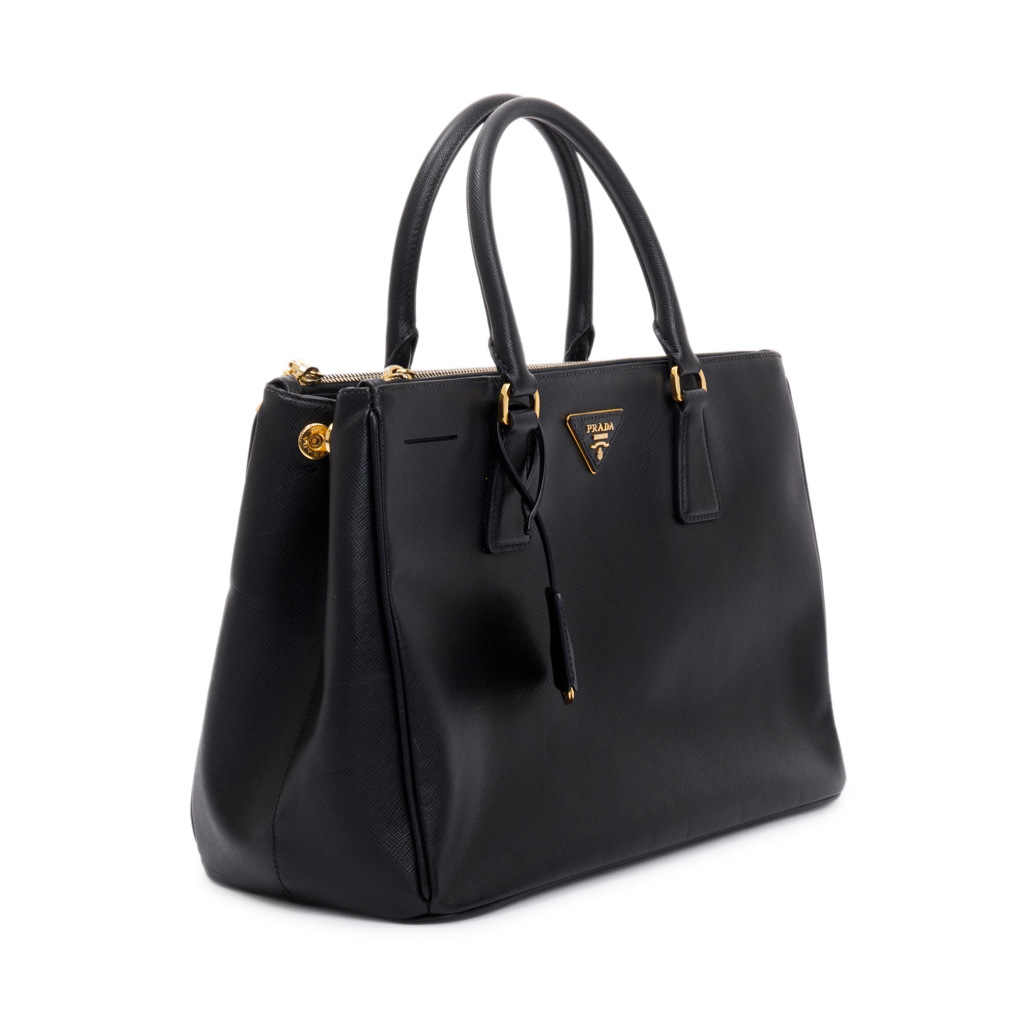 Prada Large Saffiano Lux Double Zip Galleria Tote w/ Strap
