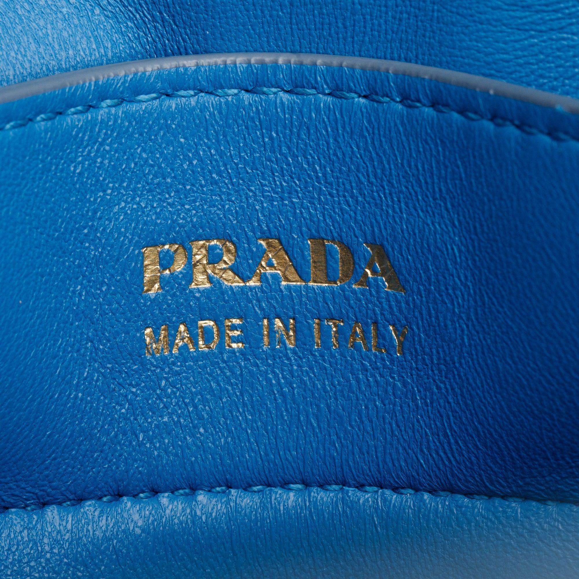 Prada Light Blue Saffiano Lux Medium Cuir Double Tote w/ Strap & Authenticity Card