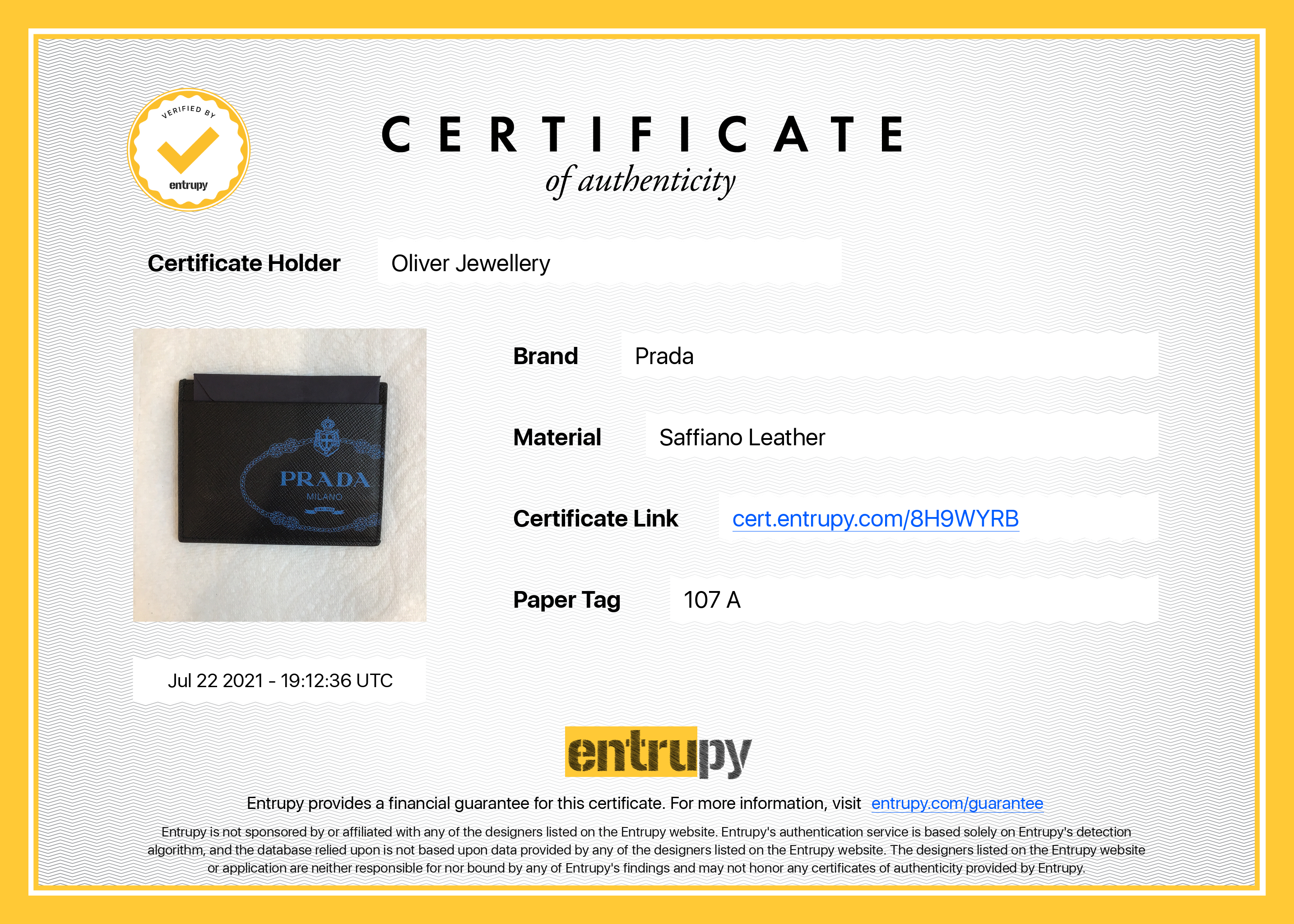 Prada Logo Printed Saffiano Leather Card Holder w/ Box & Card