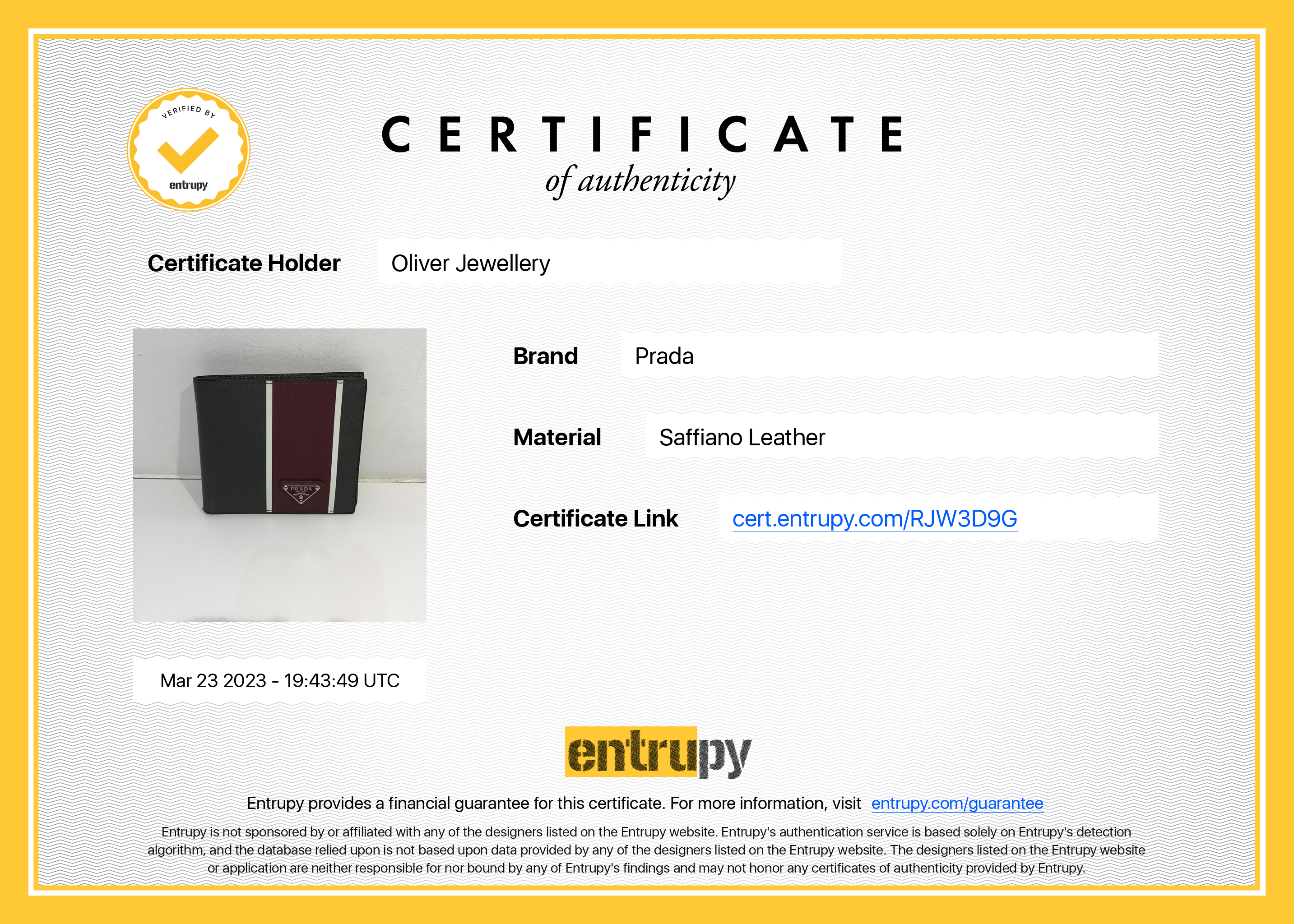 Prada Logo Stripe Saffiano Leather Bifold Wallet