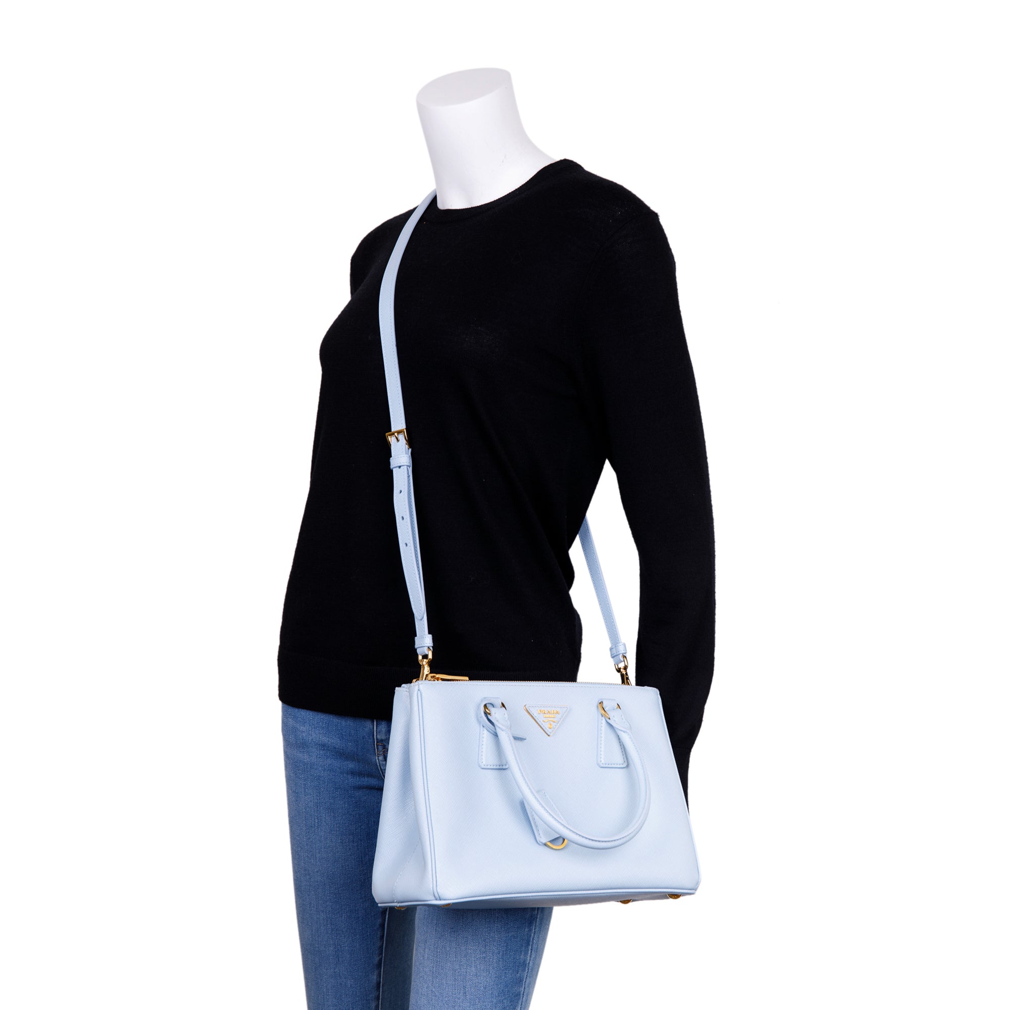 Prada Medium Saffiano Lux Galleria Double Zip Tote w/ Strap & Box