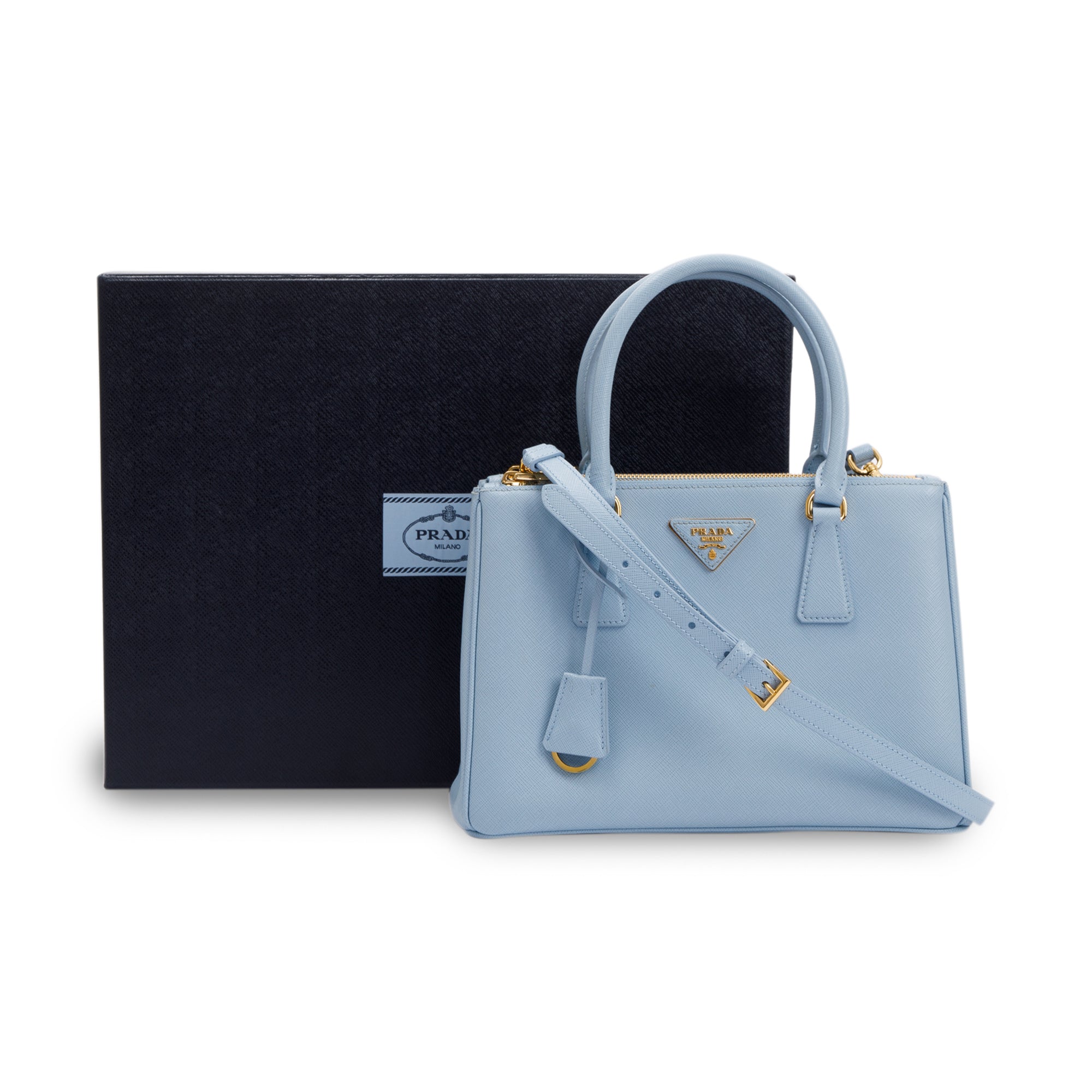 Prada Medium Saffiano Lux Galleria Double Zip Tote w/ Strap & Box