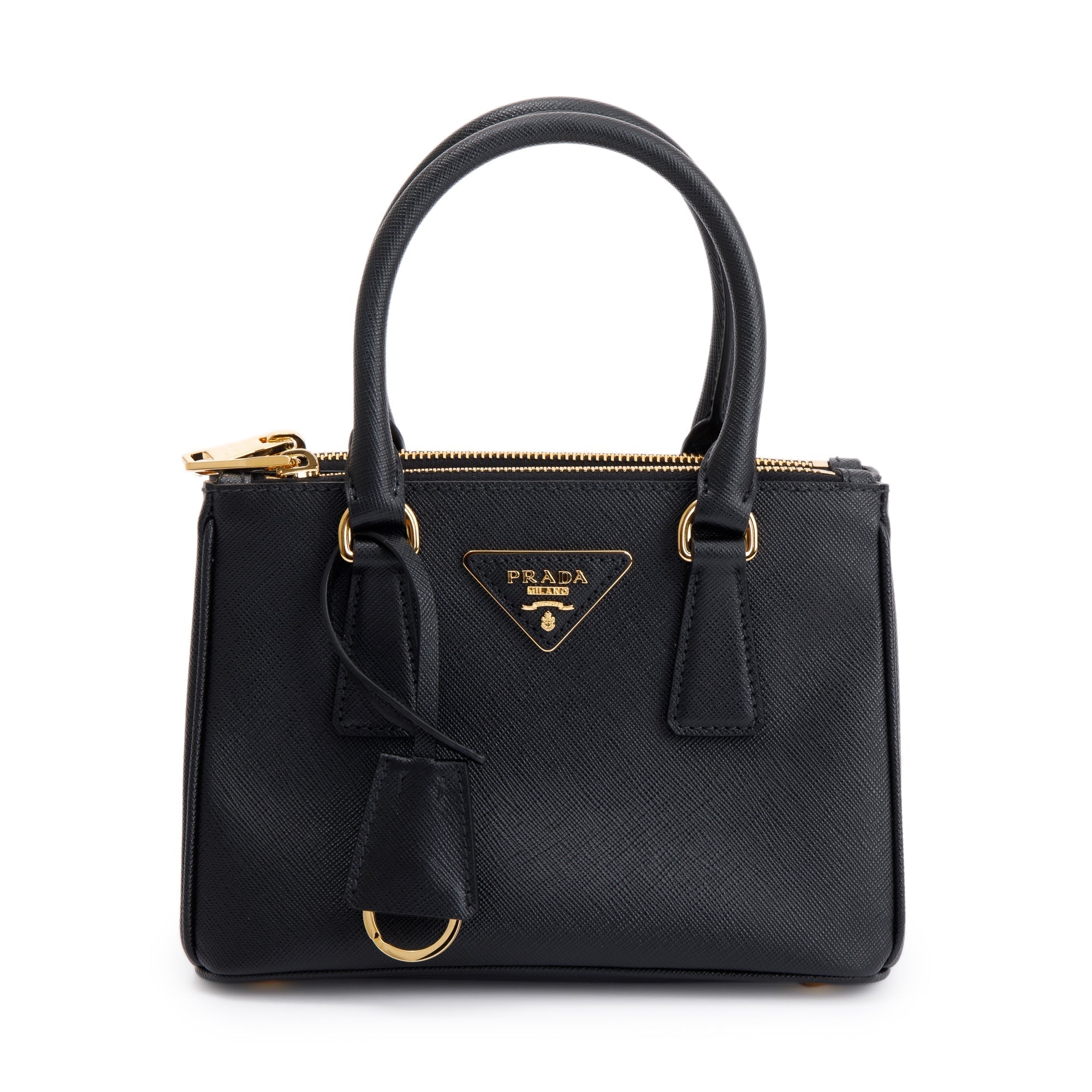 Prada Mini Saffiano Lux Galleria Double Zip Tote w/ Strap