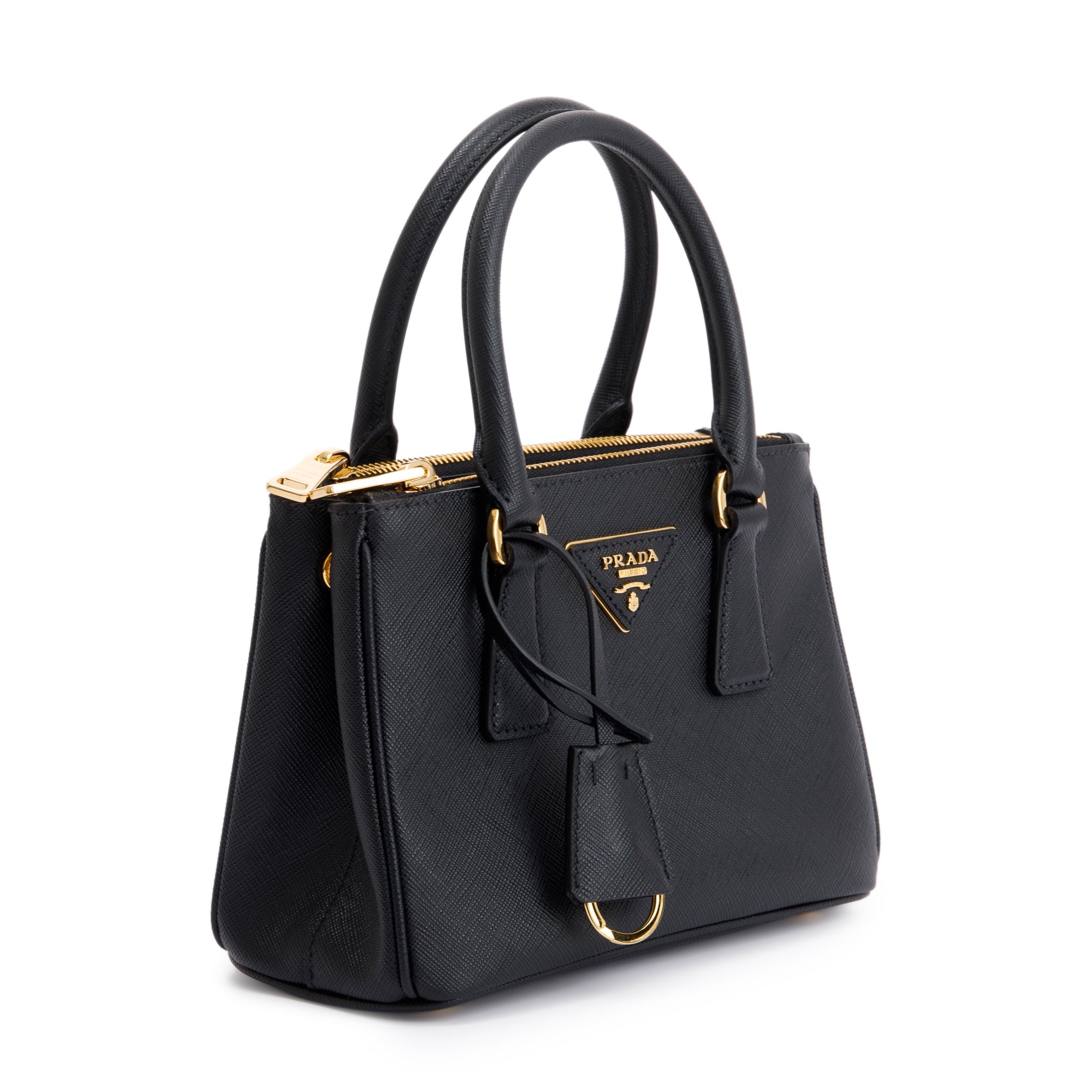 Prada Mini Saffiano Lux Galleria Double Zip Tote w/ Strap