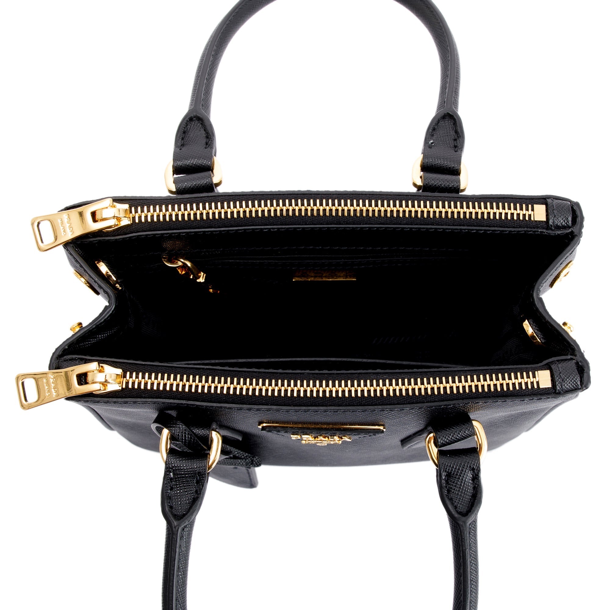 Prada Mini Saffiano Lux Galleria Double Zip Tote w/ Strap