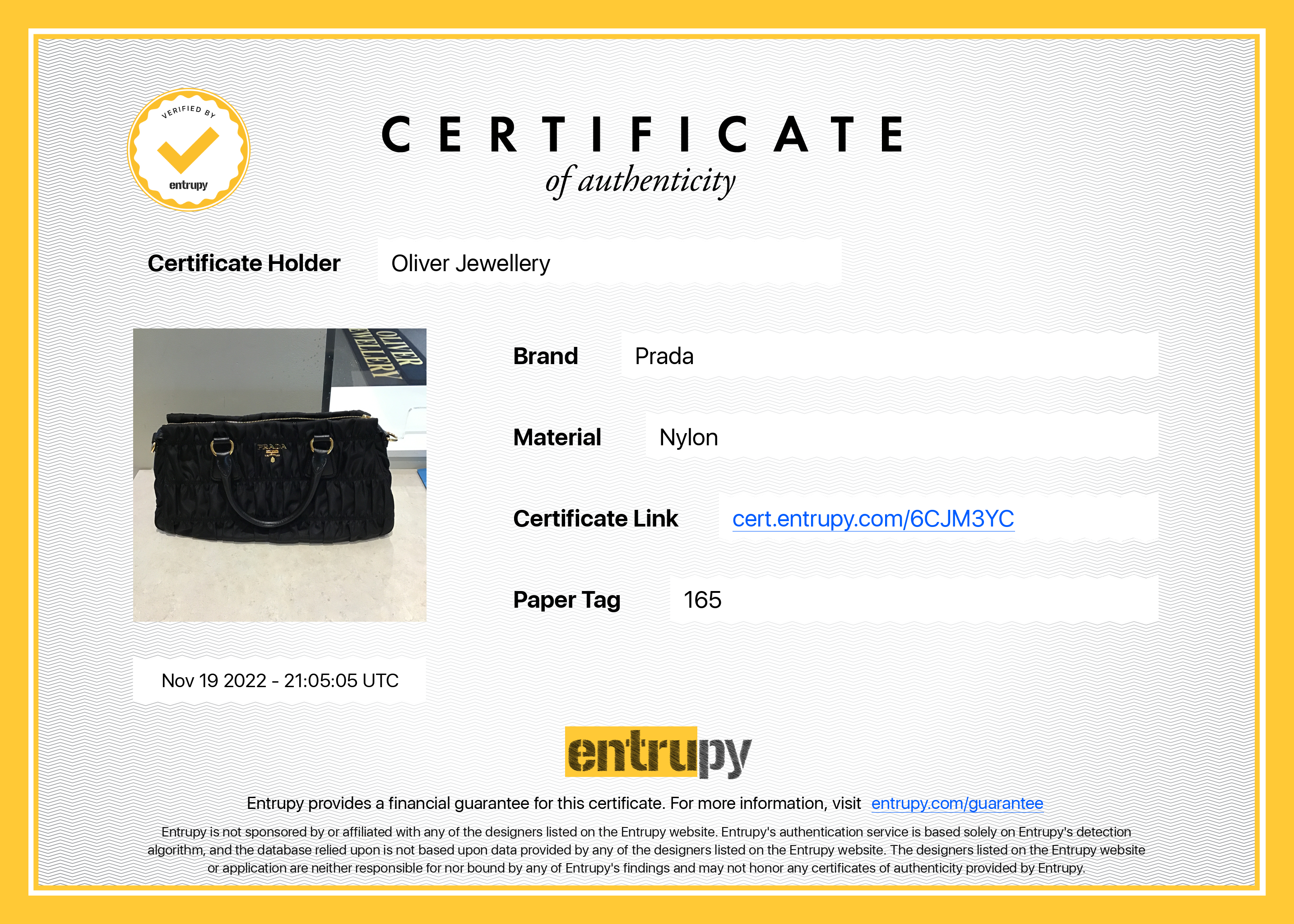 Prada Nappa-Trimmed Tessuto Gaufre Tote w/ Box & Authenticity Card