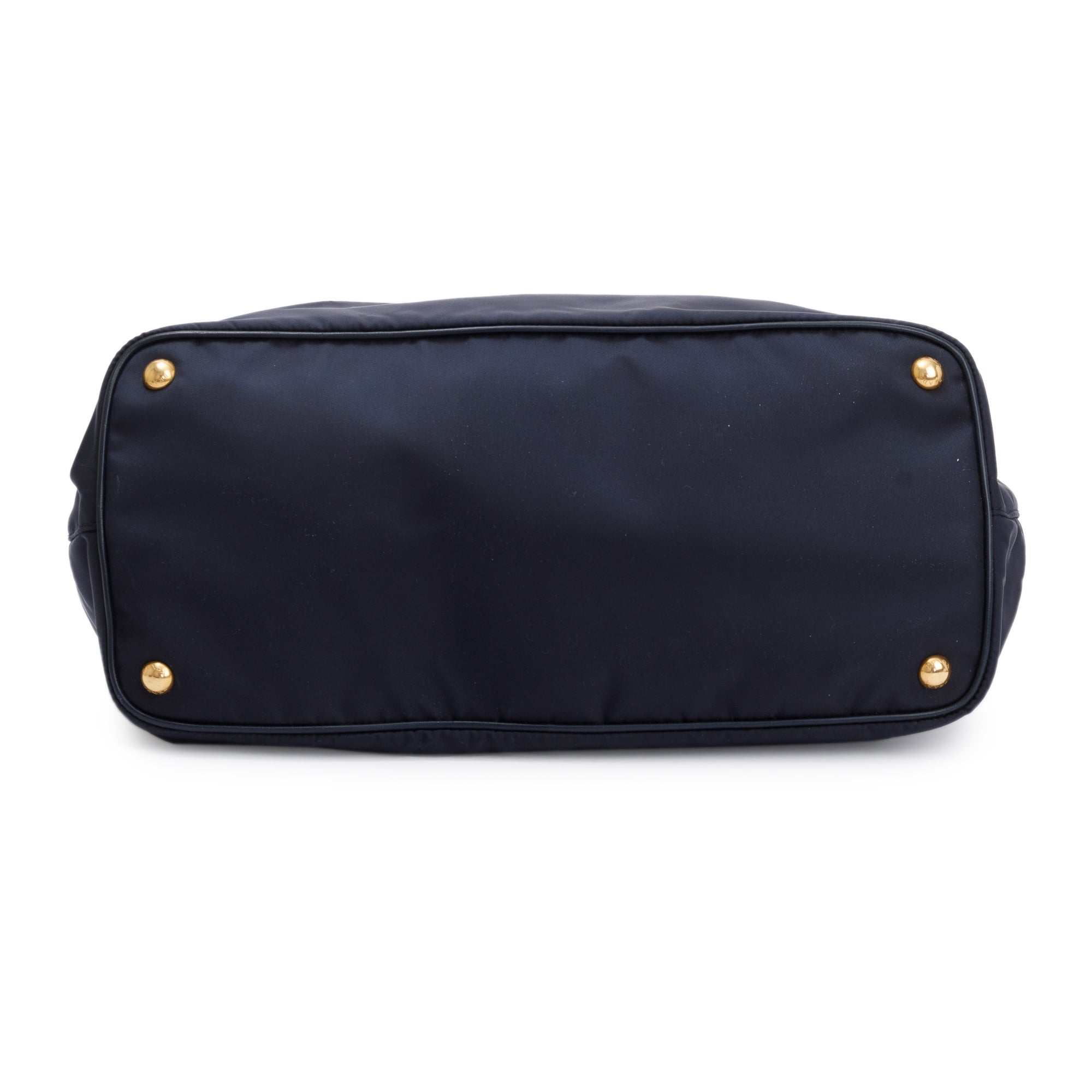 Prada Navy Leather Trimmed Tessuto Nylon Tote w/ Strap