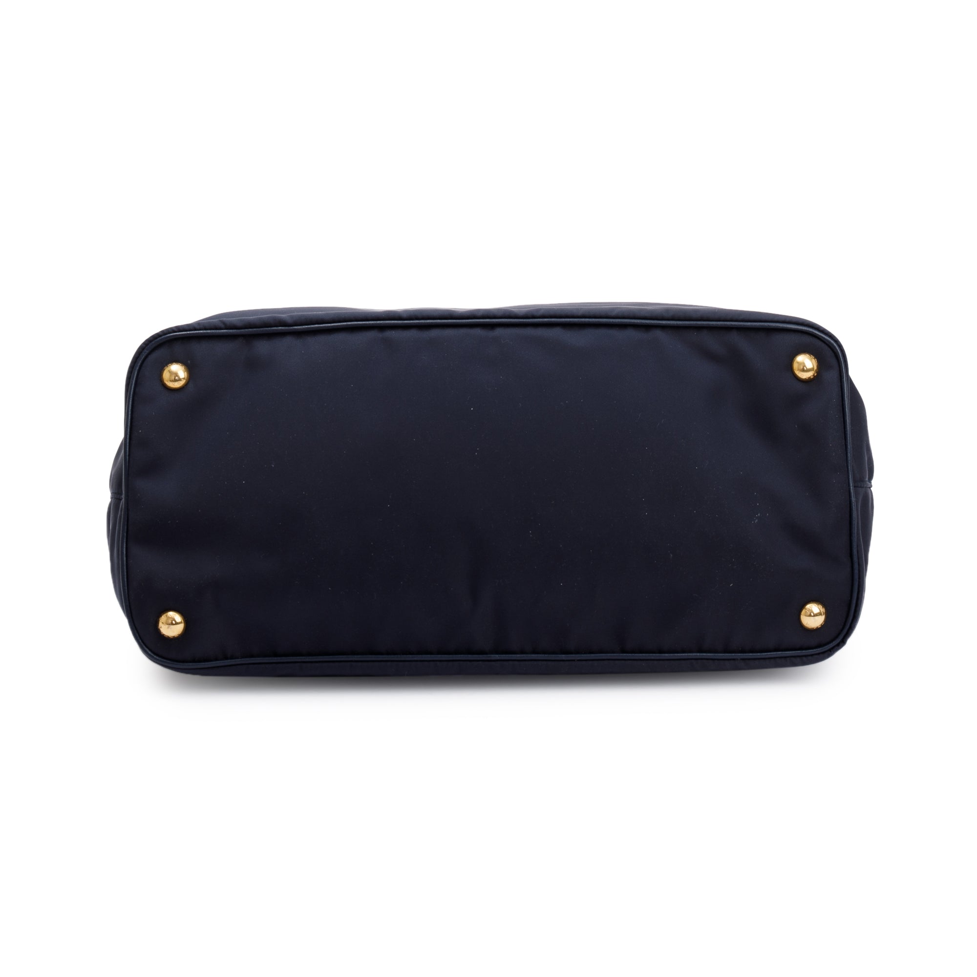 Prada Navy Leather Trimmed Tessuto Nylon Tote w/ Strap