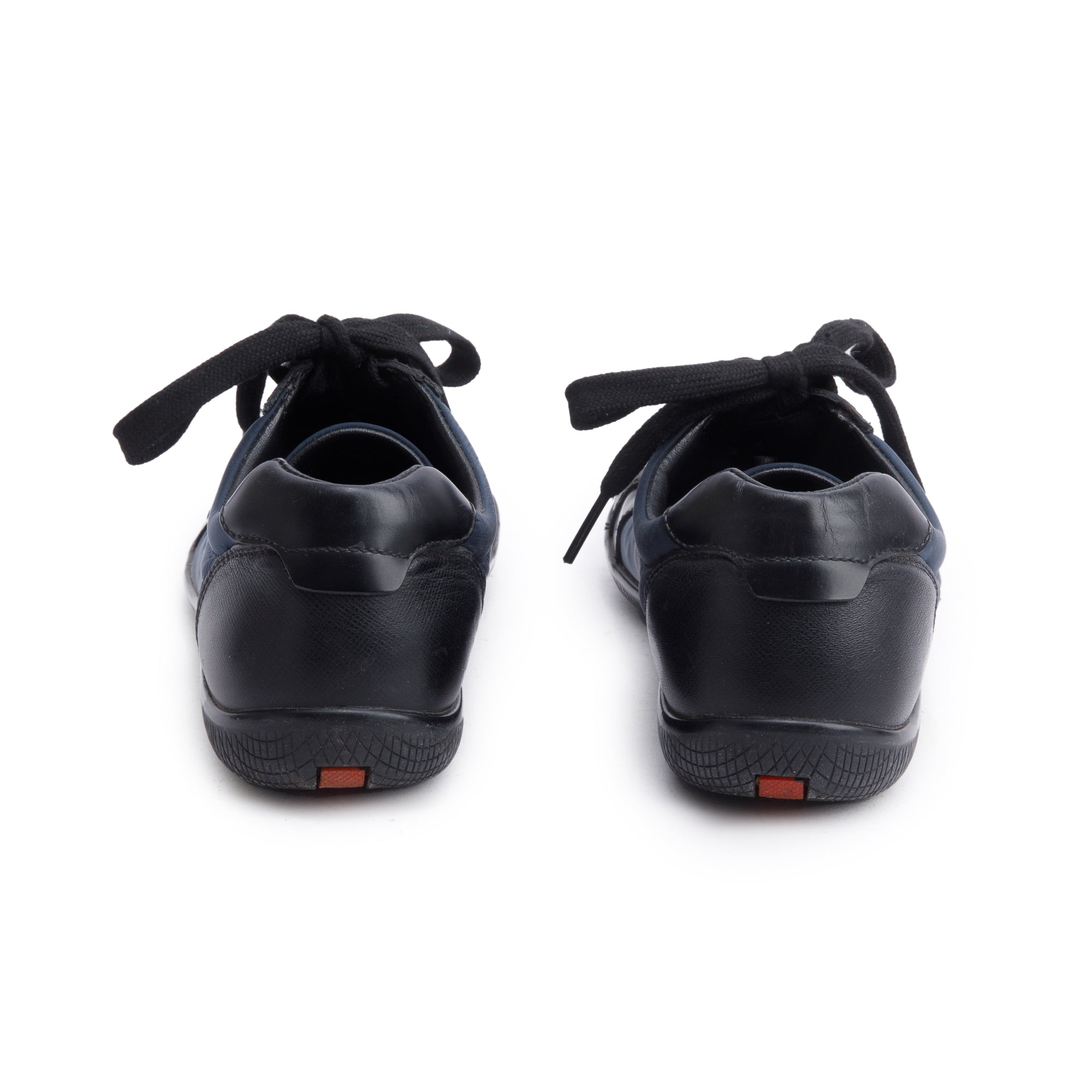 Prada Navy Nylon Black Leather Linea Rossa Sneakers, Size 36