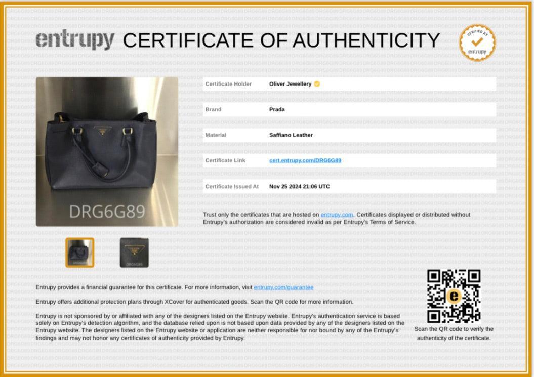 Prada Navy Saffiano Lux Medium Galleria Tote w/ Strap, Box & Authenticity Card