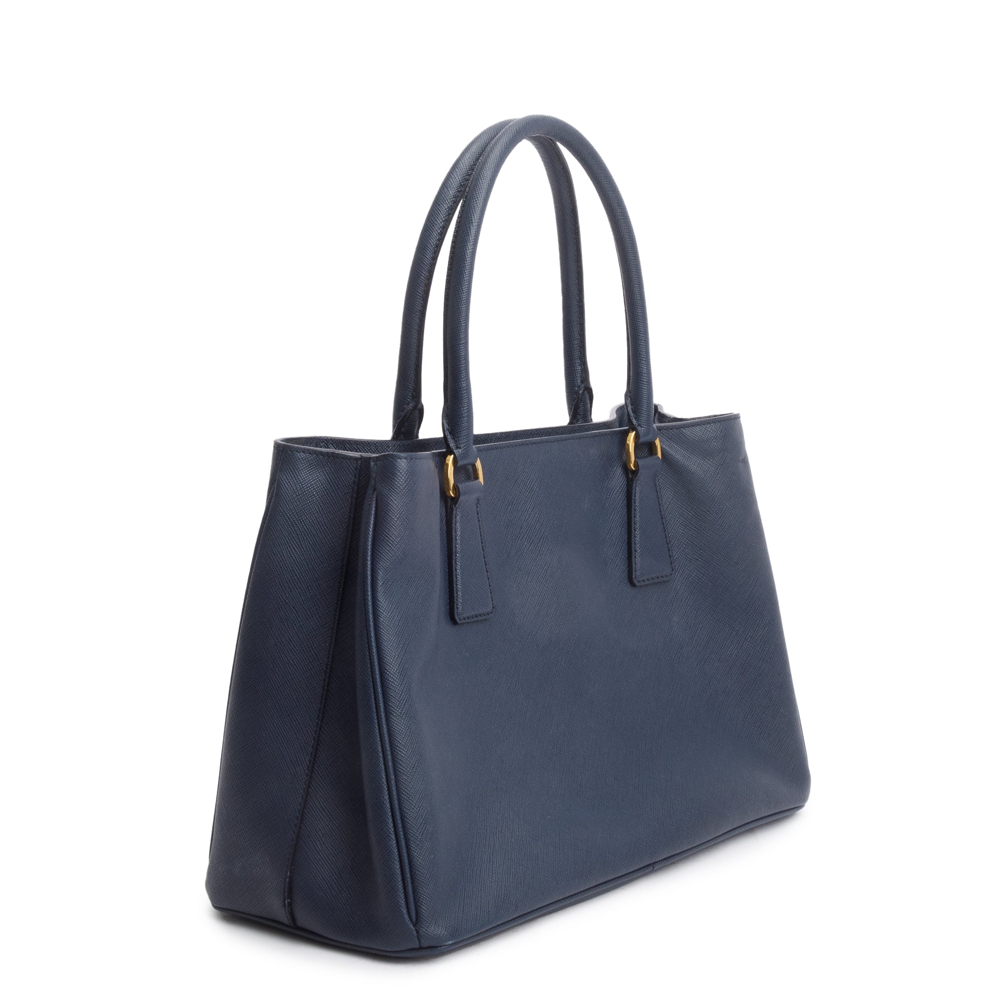 Prada Navy Saffiano Lux Medium Galleria Tote w/ Strap, Box & Authenticity Card