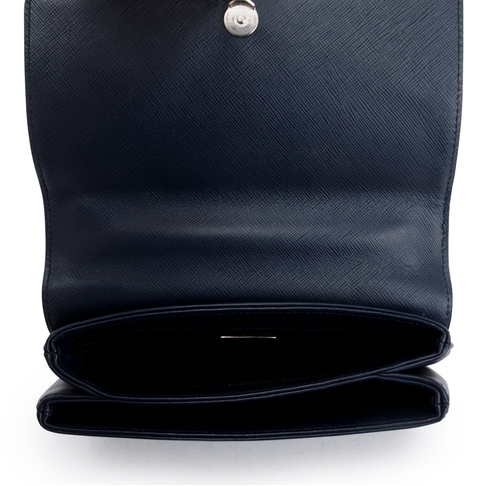 Prada Navy Soft Calf Saffiano Leather Chain Crossbody Bag