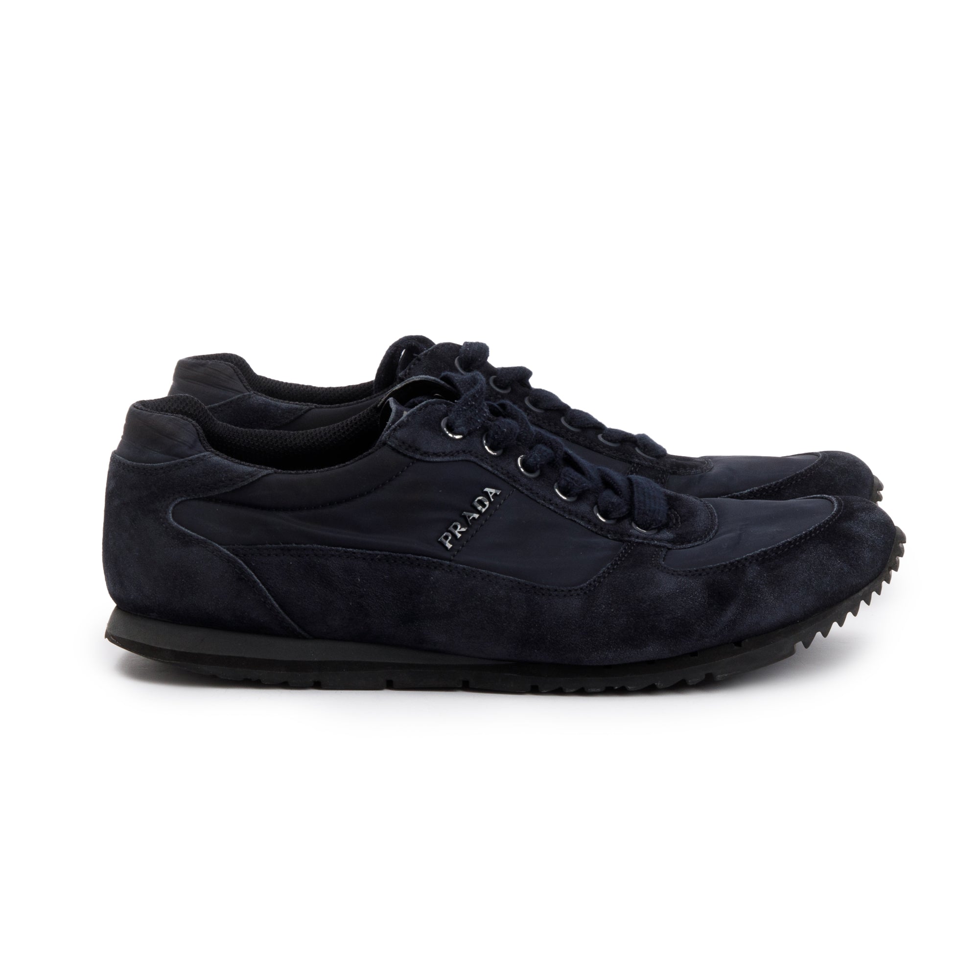 Prada Navy Sued & Nylon Linea Rossa Sneakers, Size 7