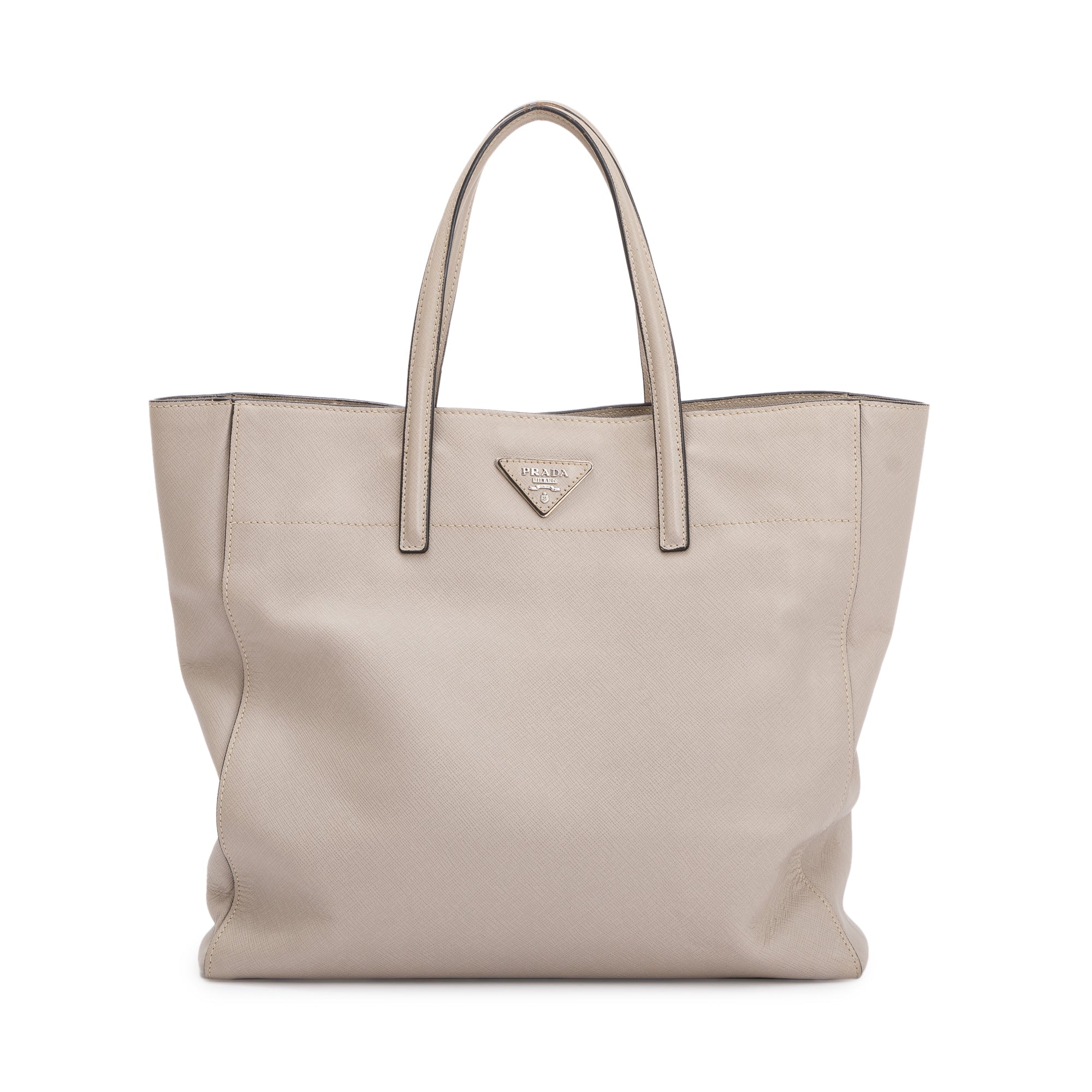 Prada Neutral Saffiano Soft Leather Tote w/ Strap