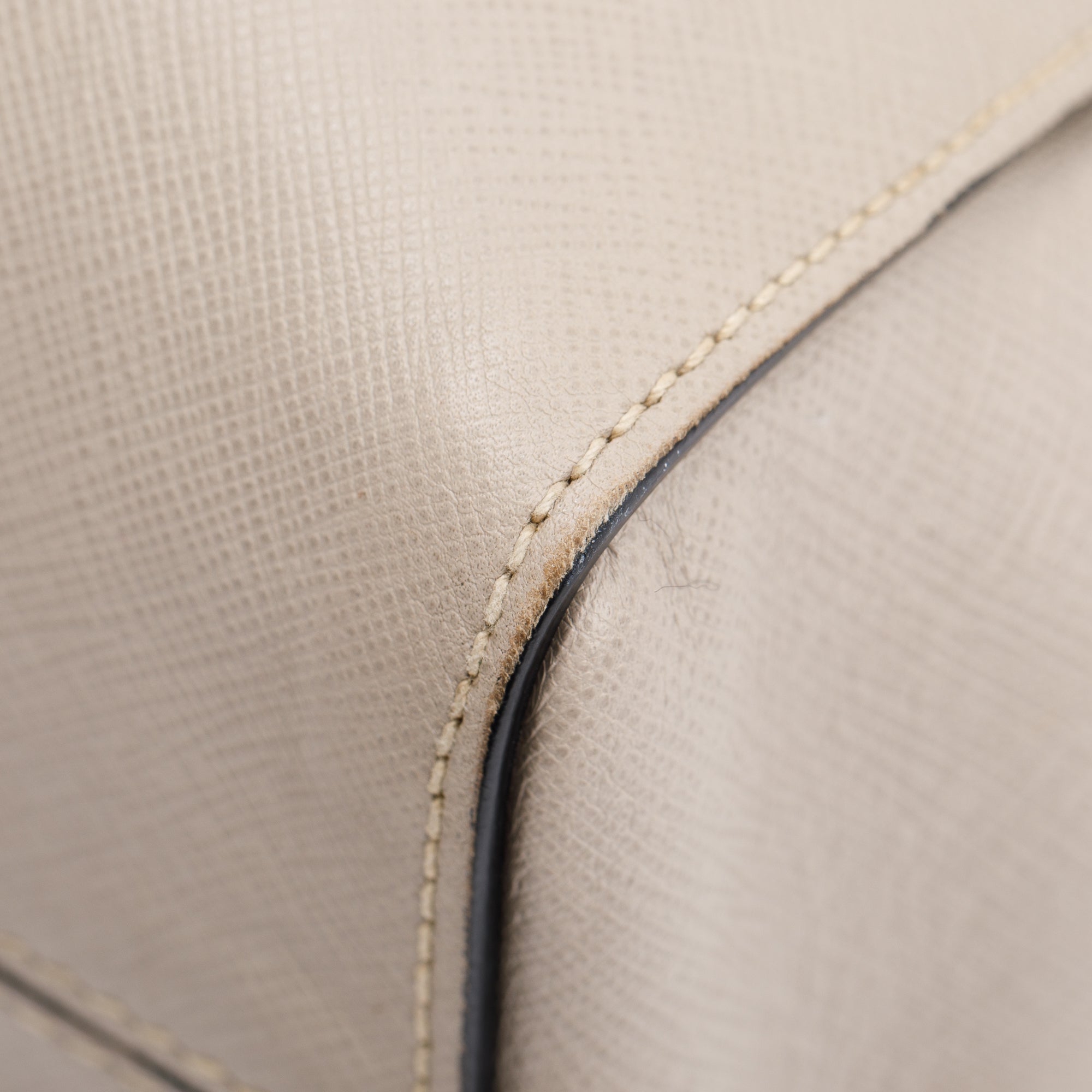 Prada Neutral Saffiano Soft Leather Tote w/ Strap