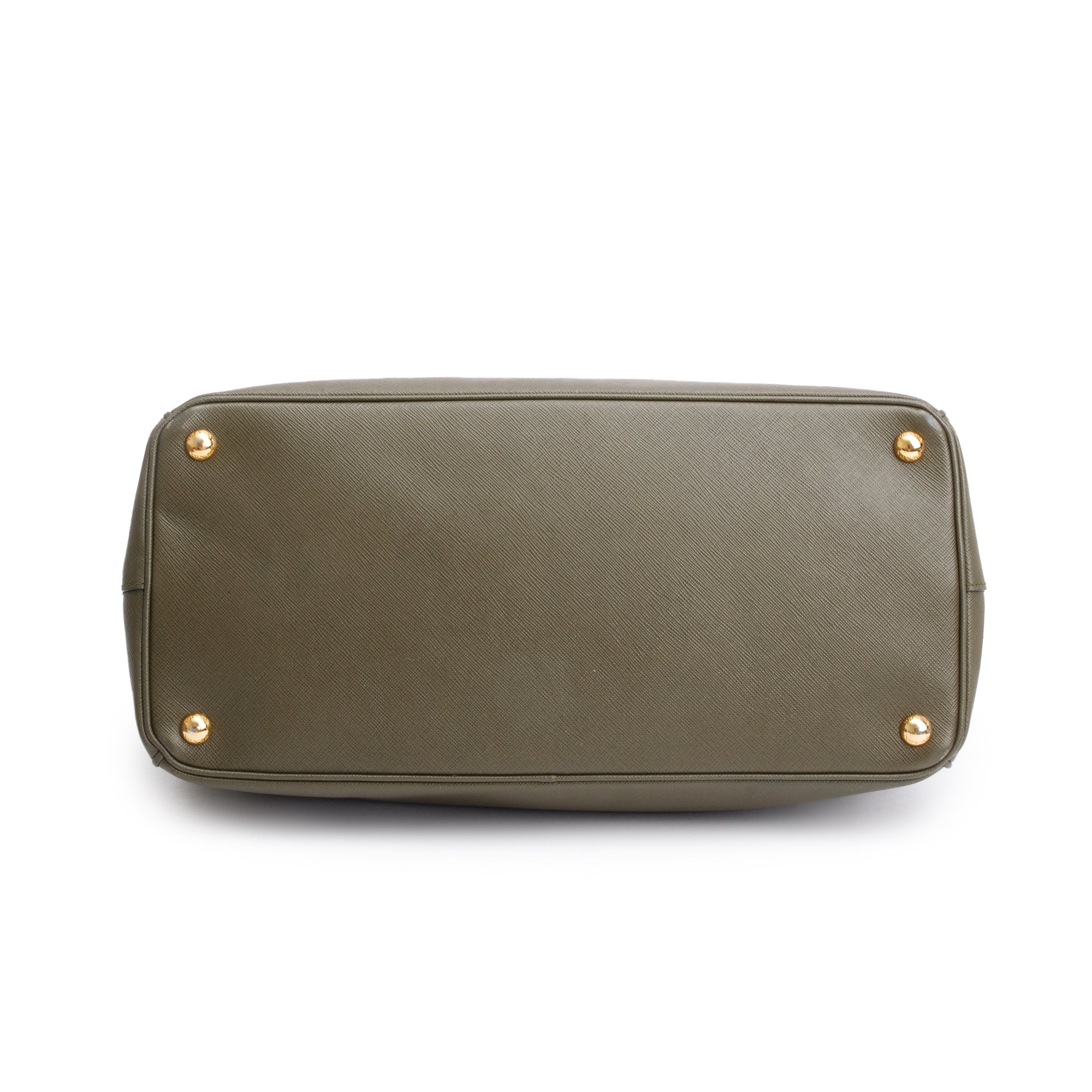 Prada Olive Green Saffiano Lux Large Double Zip Galleria Tote w/ Strap