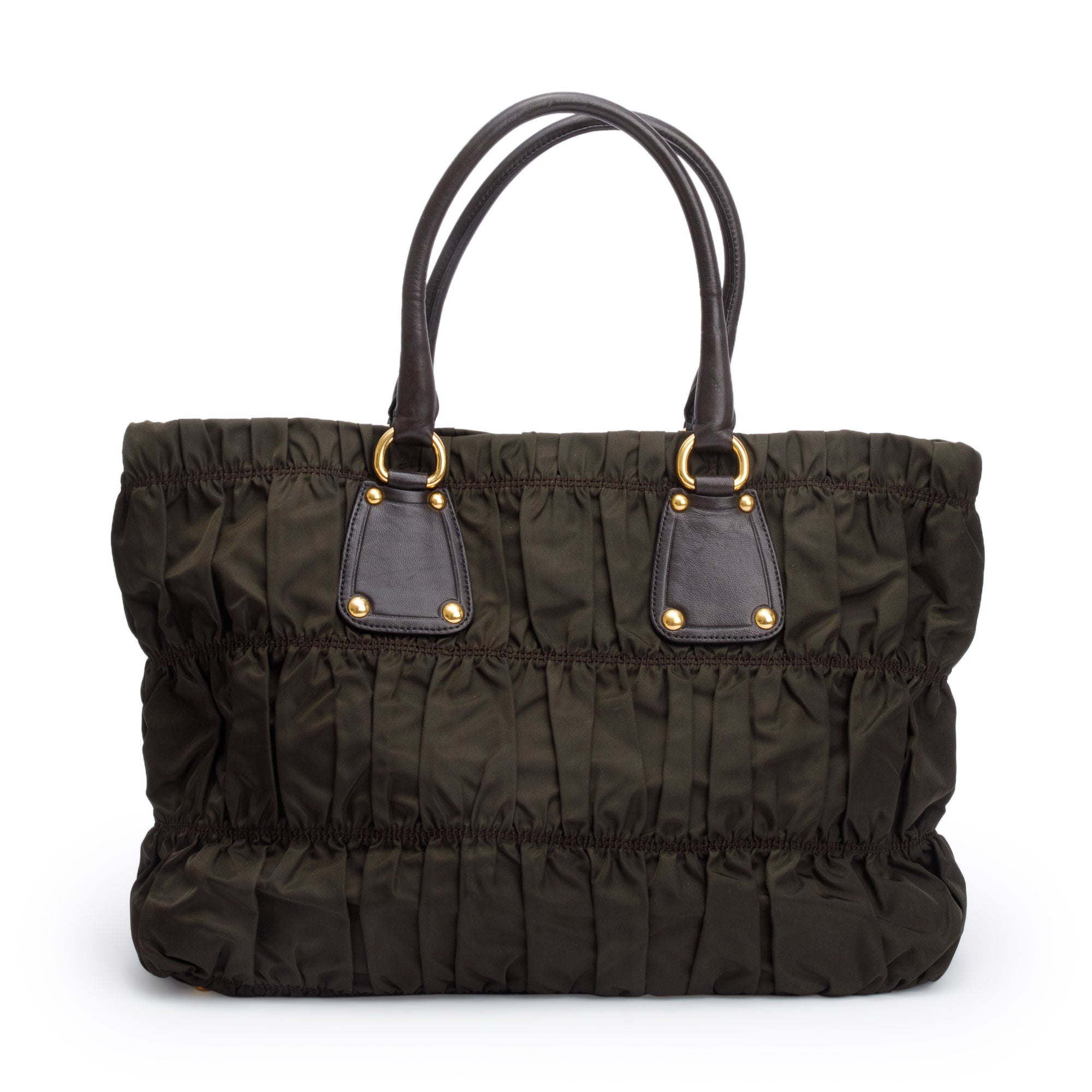 Prada Olive Green Tessuto Nylon Gauffre Quilted Tote