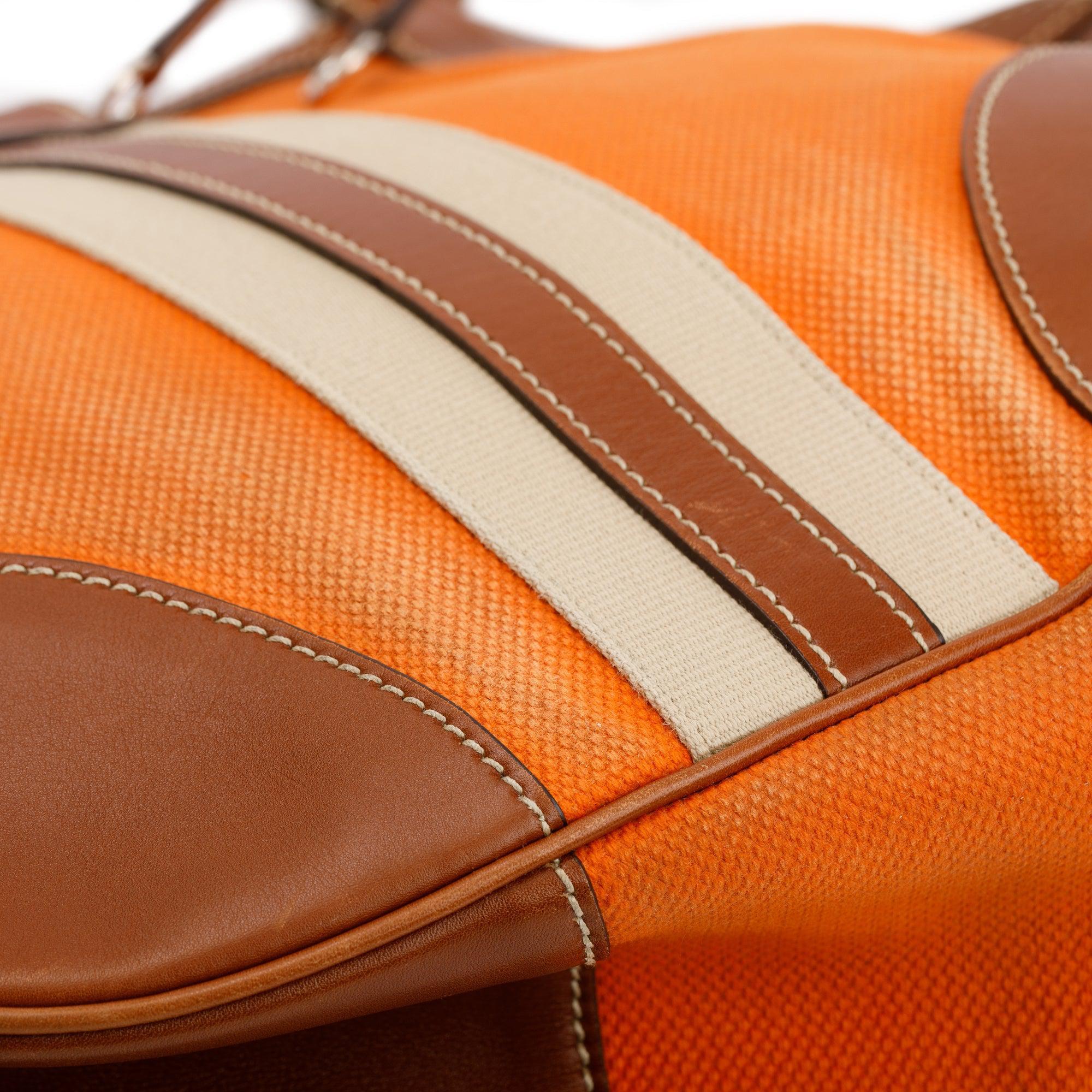 Prada Orange Canapa Vitello Leather Darwstring Hobo w/ Authenticity Card