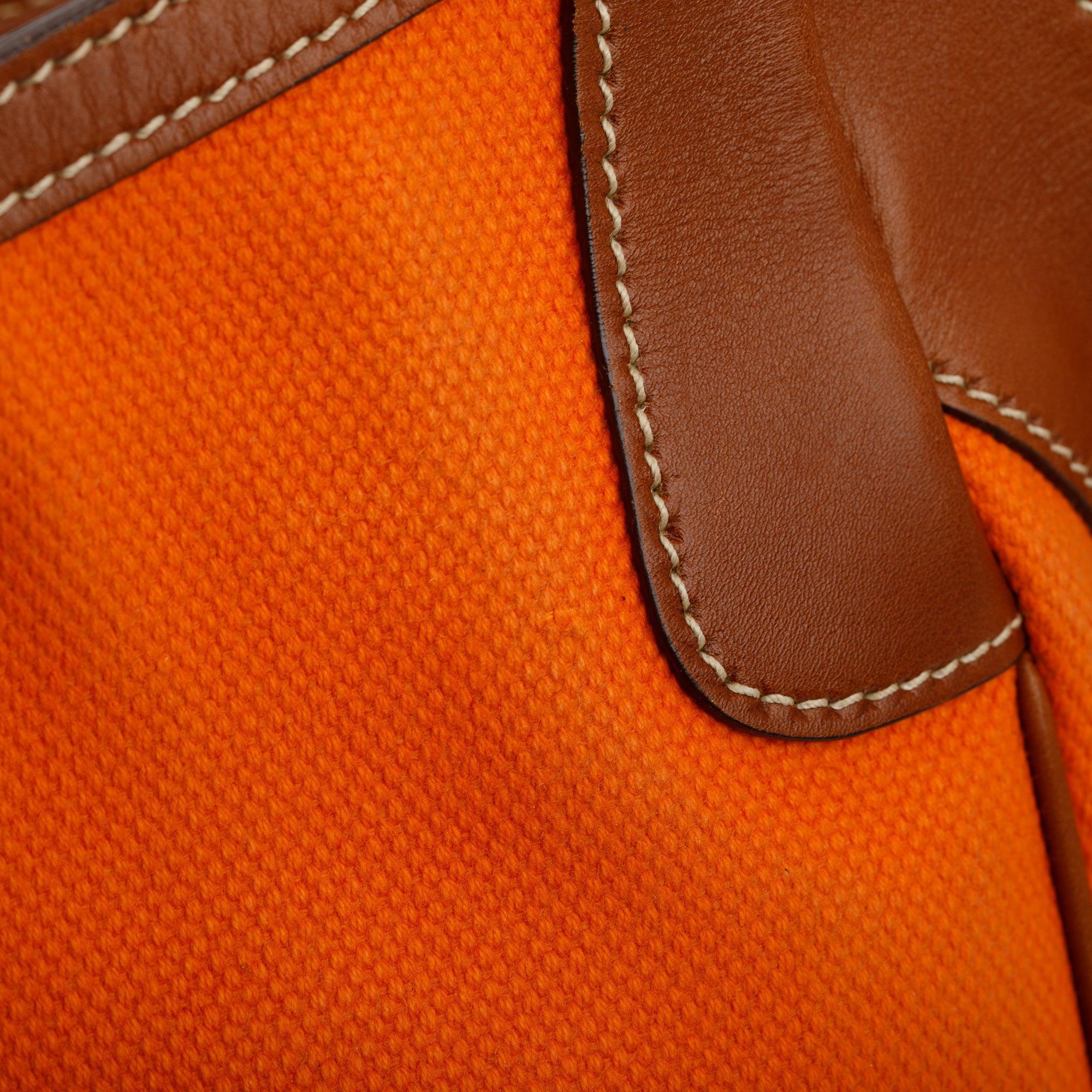 Prada Orange Canapa Vitello Leather Darwstring Hobo w/ Authenticity Card