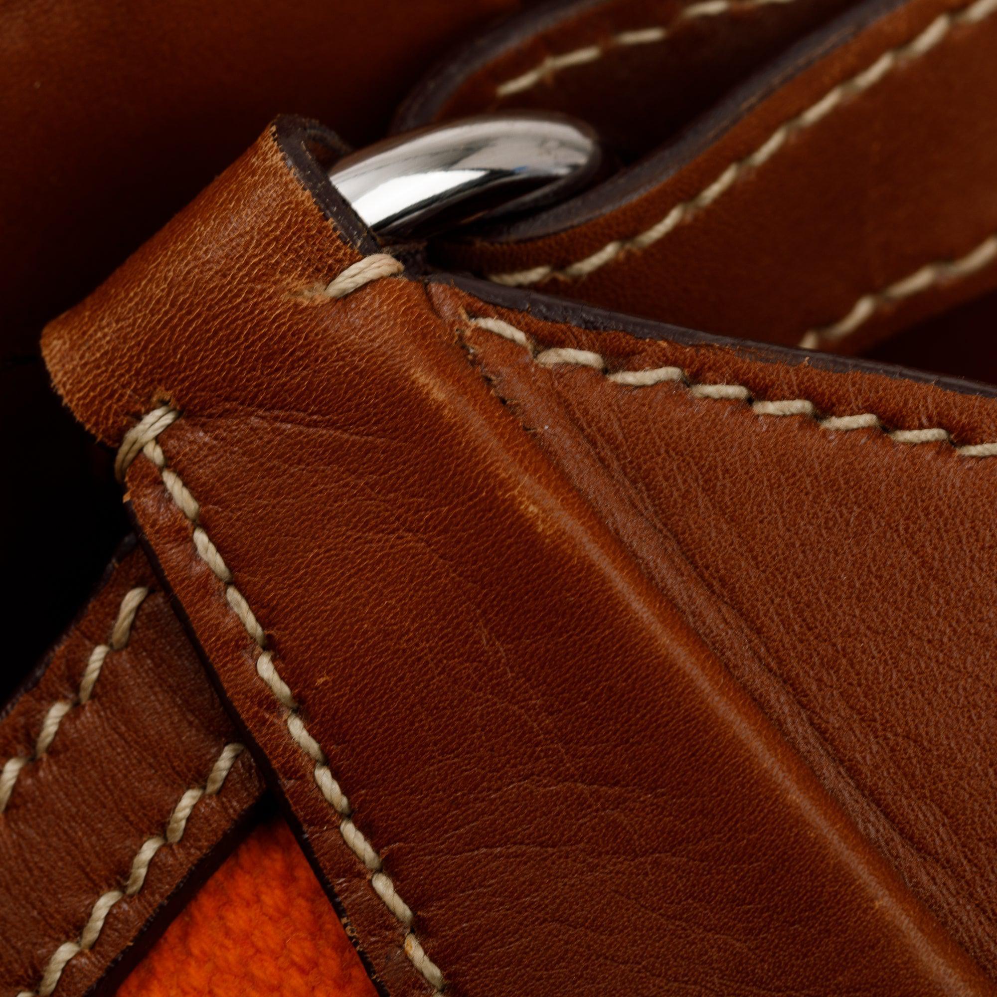 Prada Orange Canapa Vitello Leather Darwstring Hobo w/ Authenticity Card