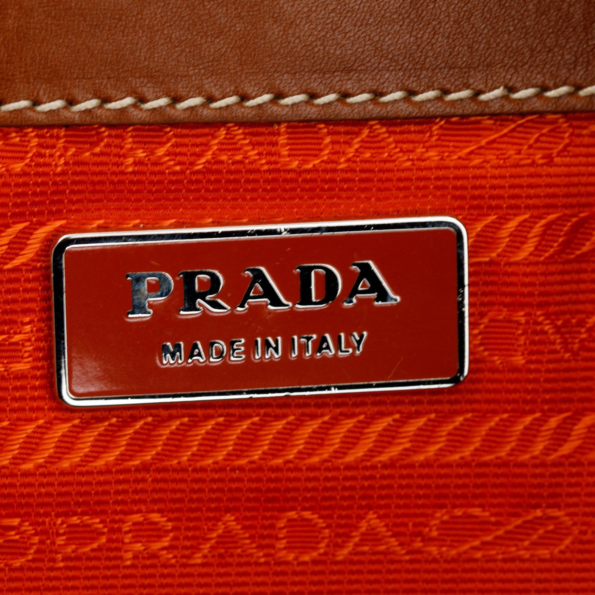 Prada Orange Canapa Vitello Leather Darwstring Hobo w/ Authenticity Card