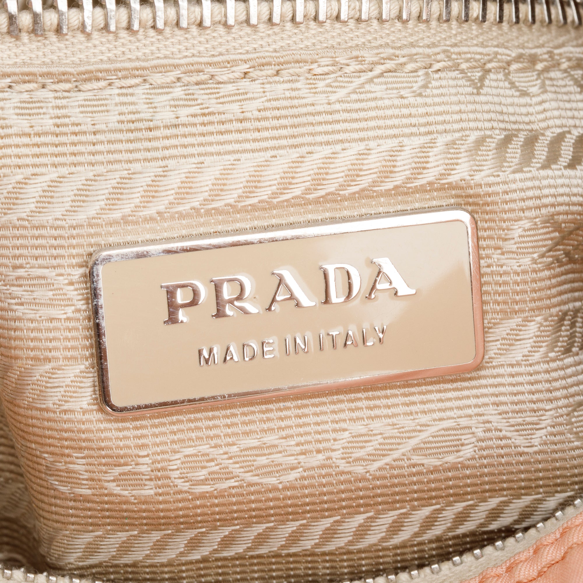 Prada Peach Tessuto Nylon White Leather Trimmed Vela Messenger Bag