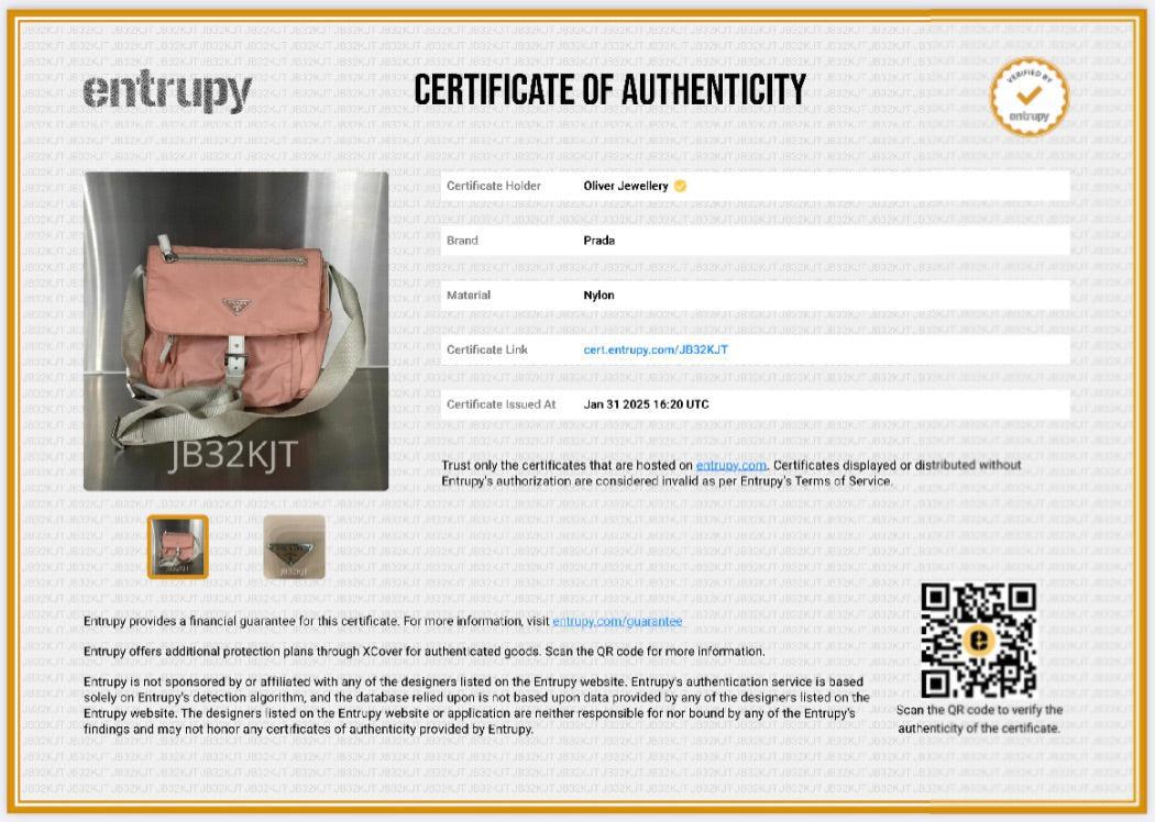 Prada Peach Tessuto Nylon White Leather Trimmed Vela Messenger Bag