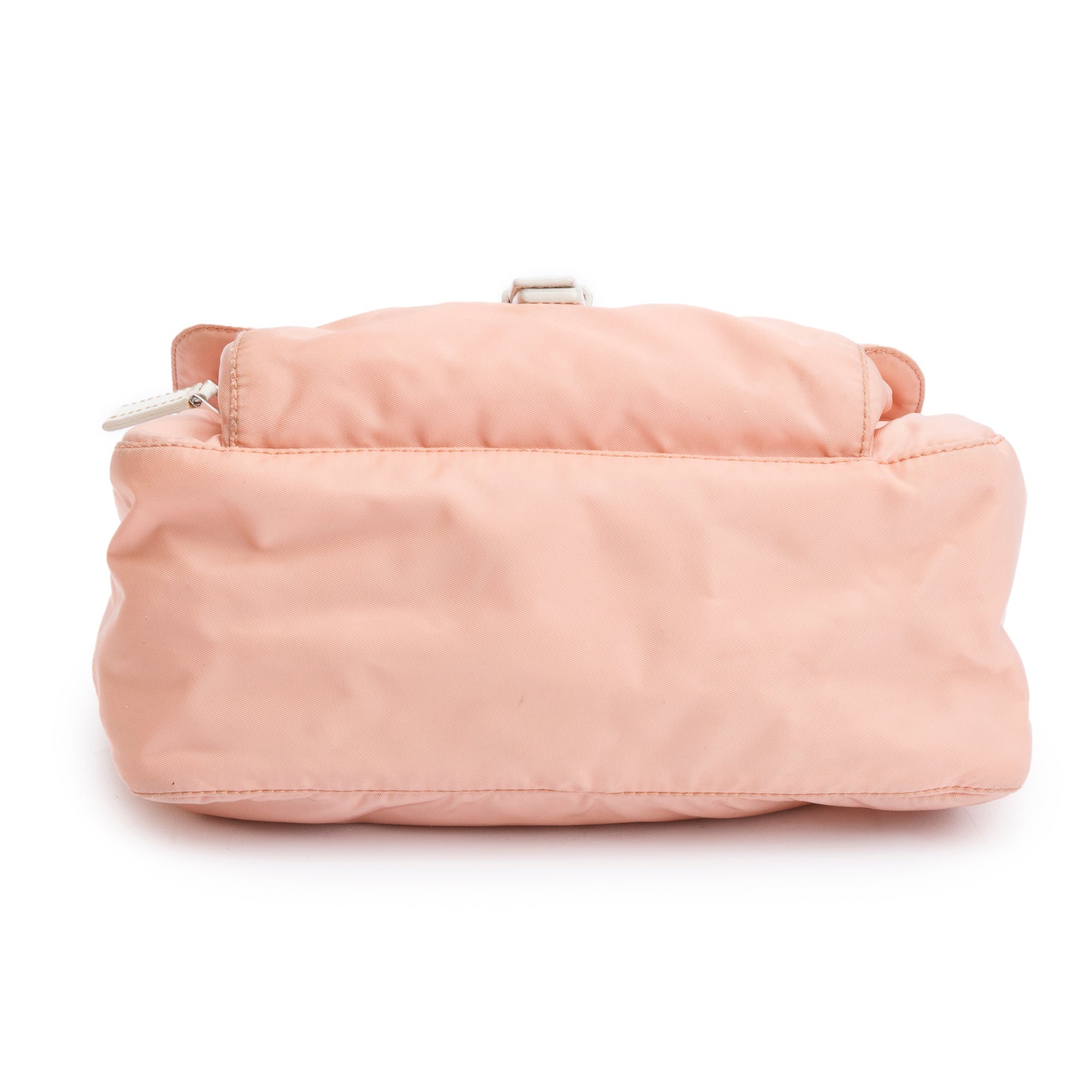 Prada Peach Tessuto Nylon White Leather Trimmed Vela Messenger Bag