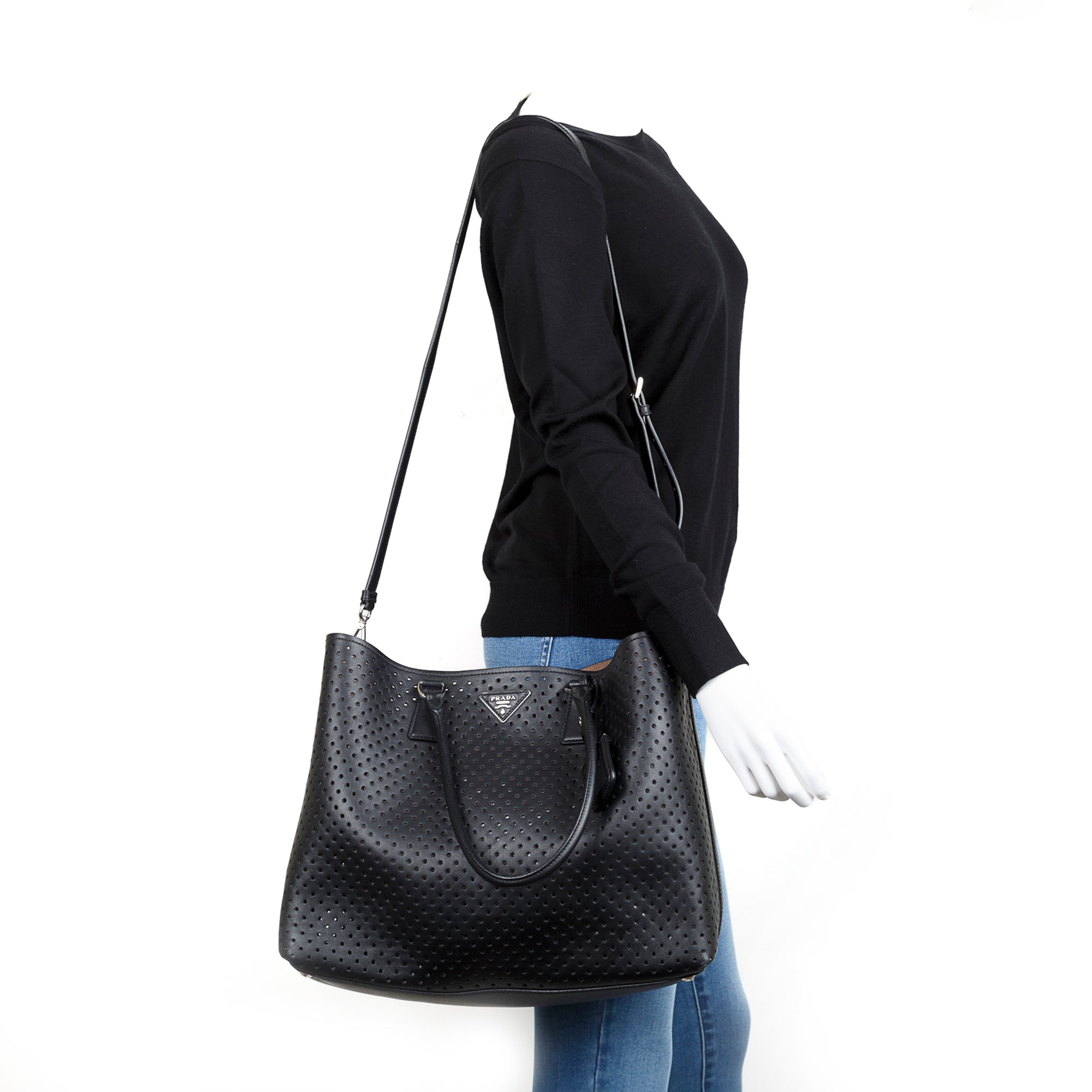 Prada Perforated Scamosciato Tote w/ Pouch