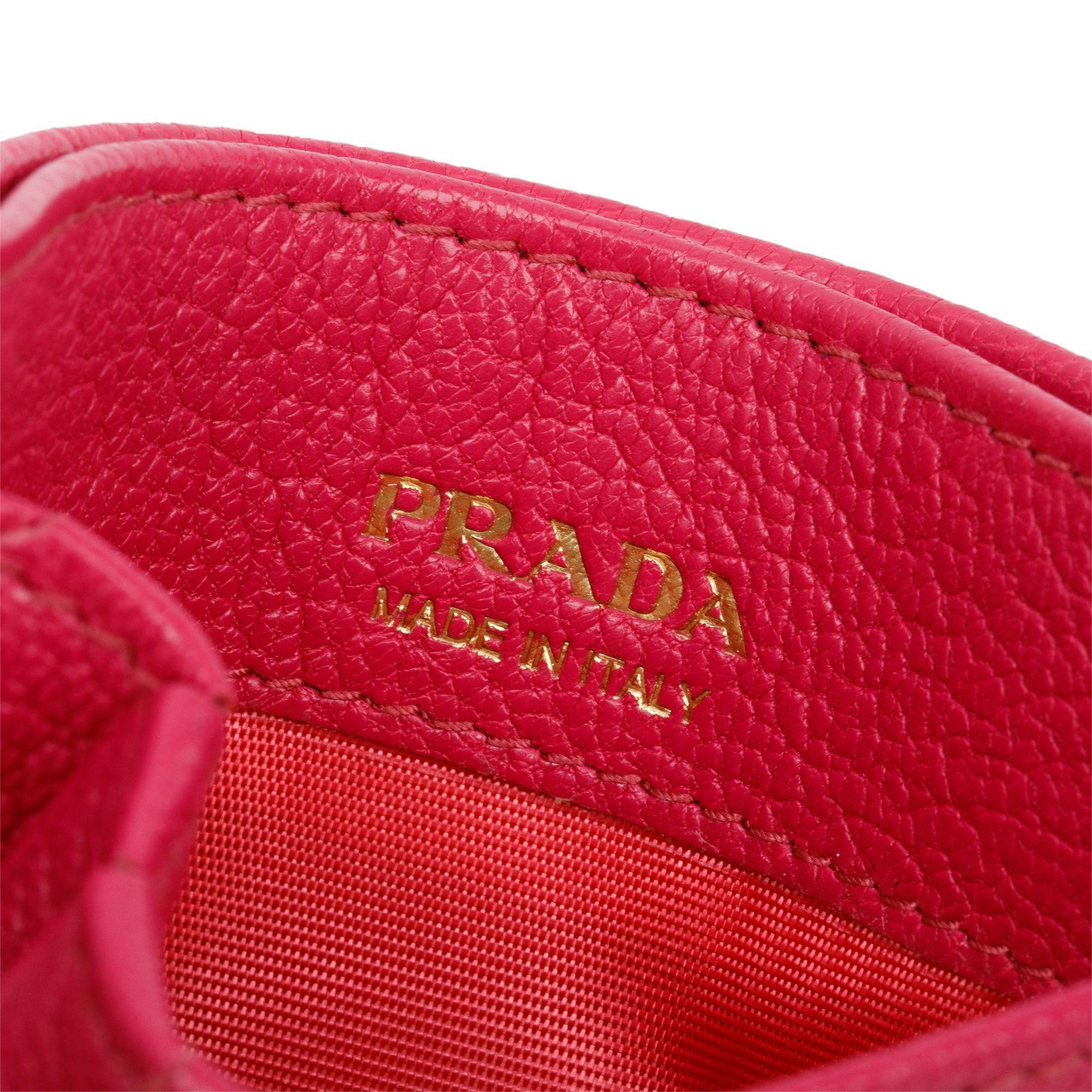 Prada Pink Calfskin Leather Card Holder