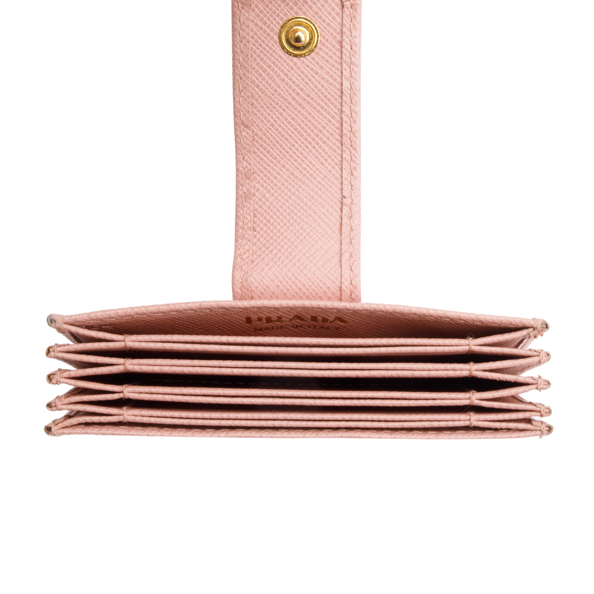 Prada Pink Saffiano Leather 5 Gusset Card Holder