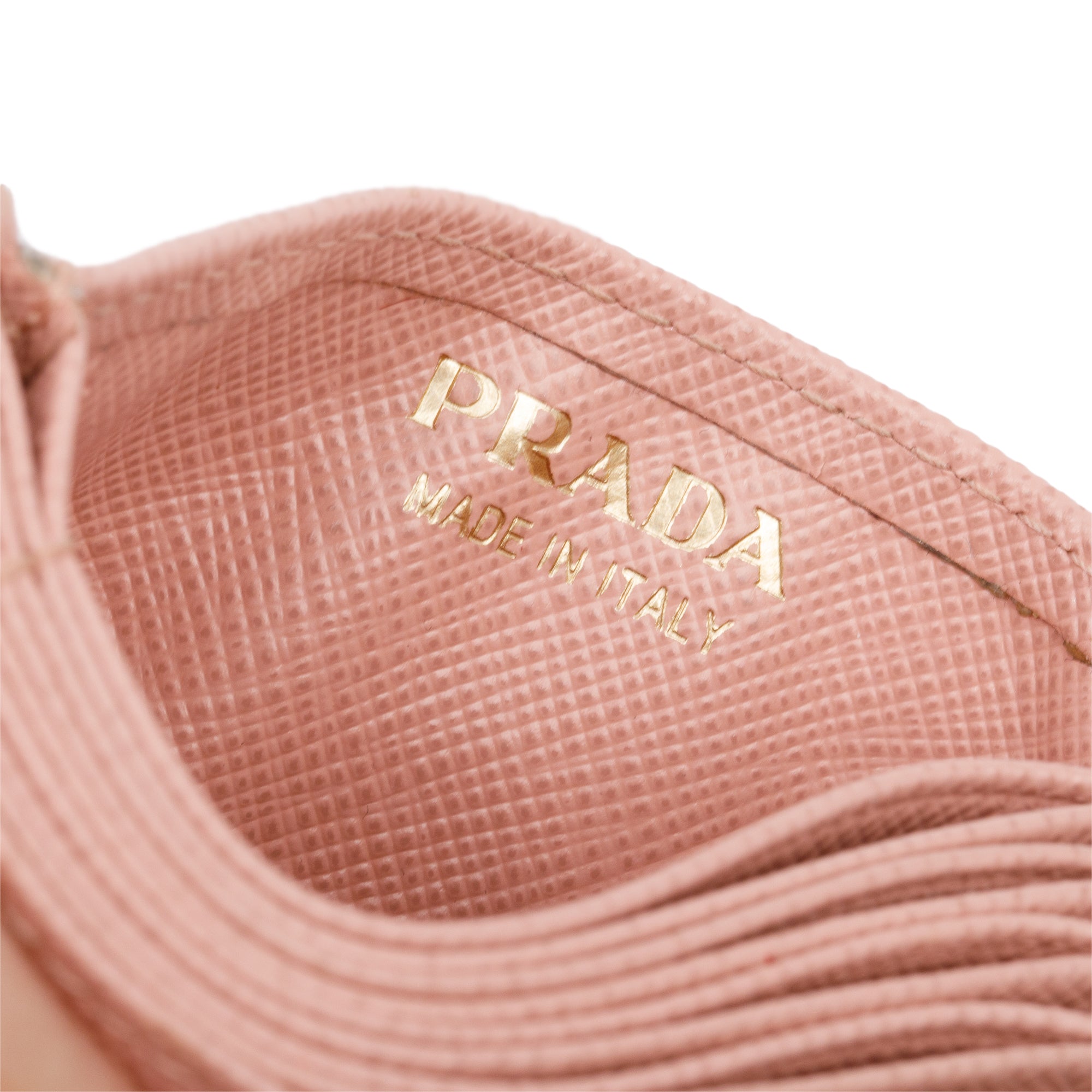 Prada Pink Saffiano Leather 5 Gusset Card Holder