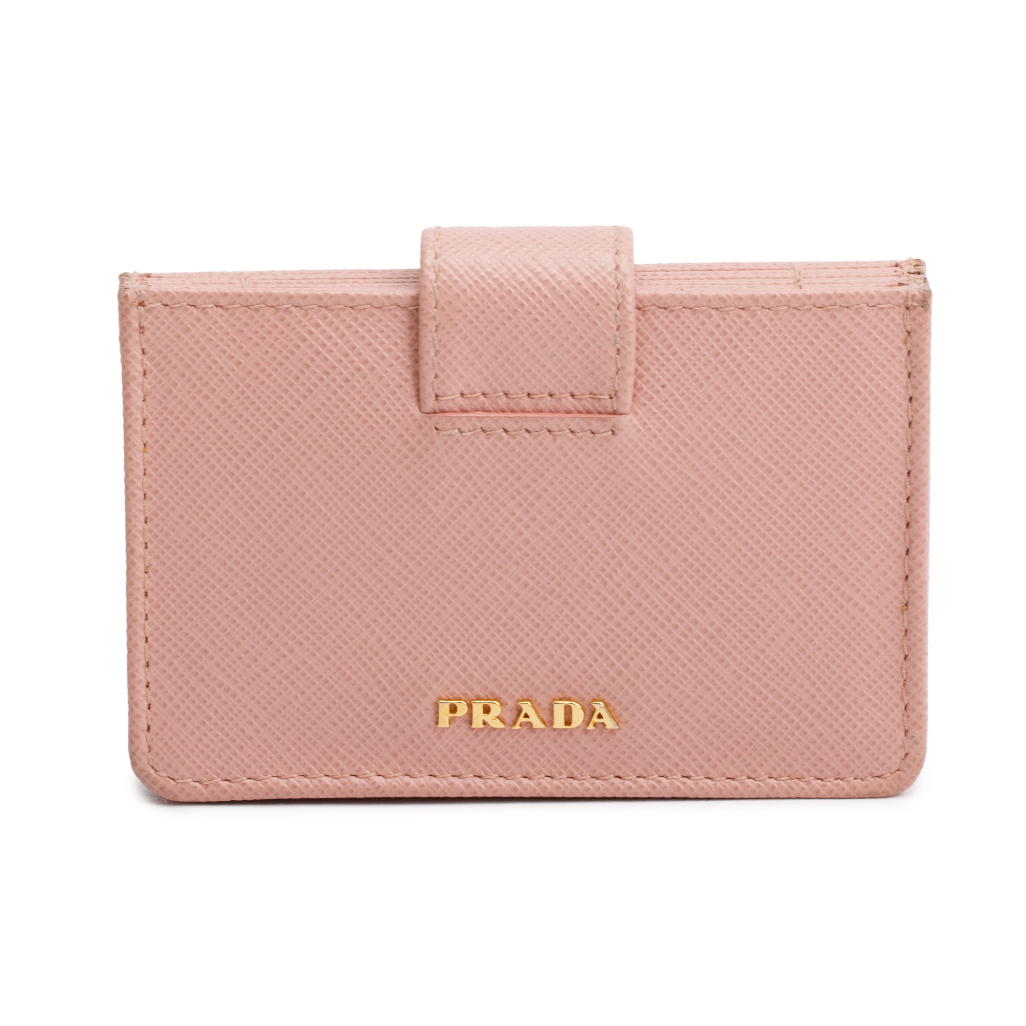 Prada Pink Saffiano Leather 5 Gusset Card Holder
