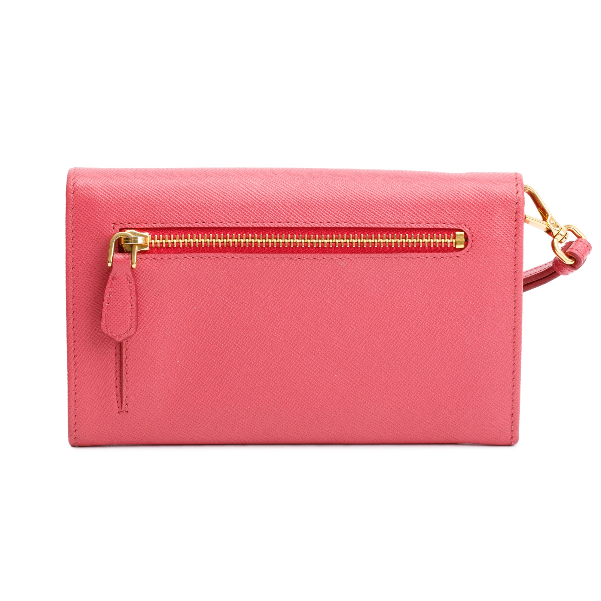 Prada Pink Saffiano Leather Bow Wristlet Wallet
