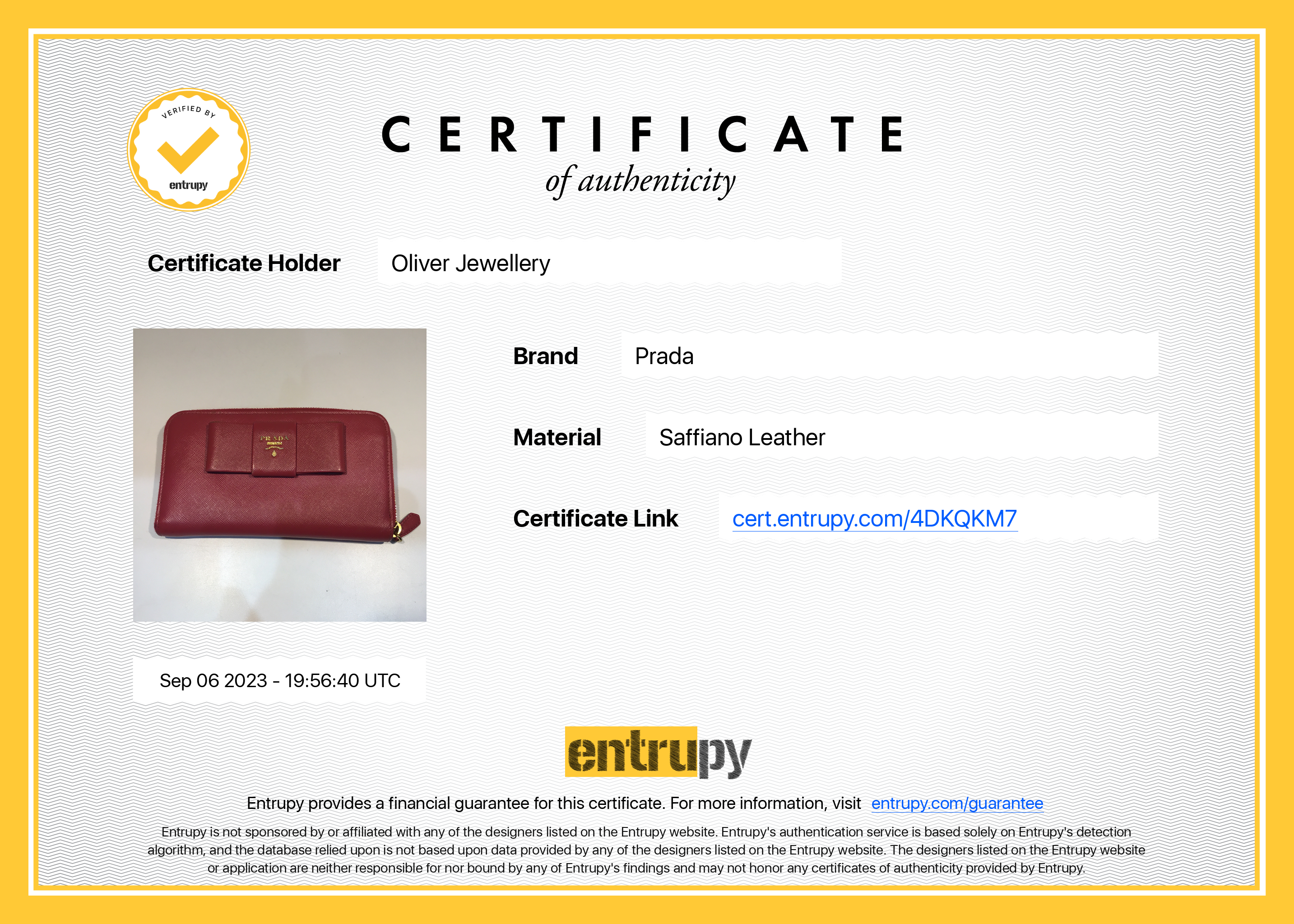 Prada Pink Saffiano Leather Bow Zip Around Wallet