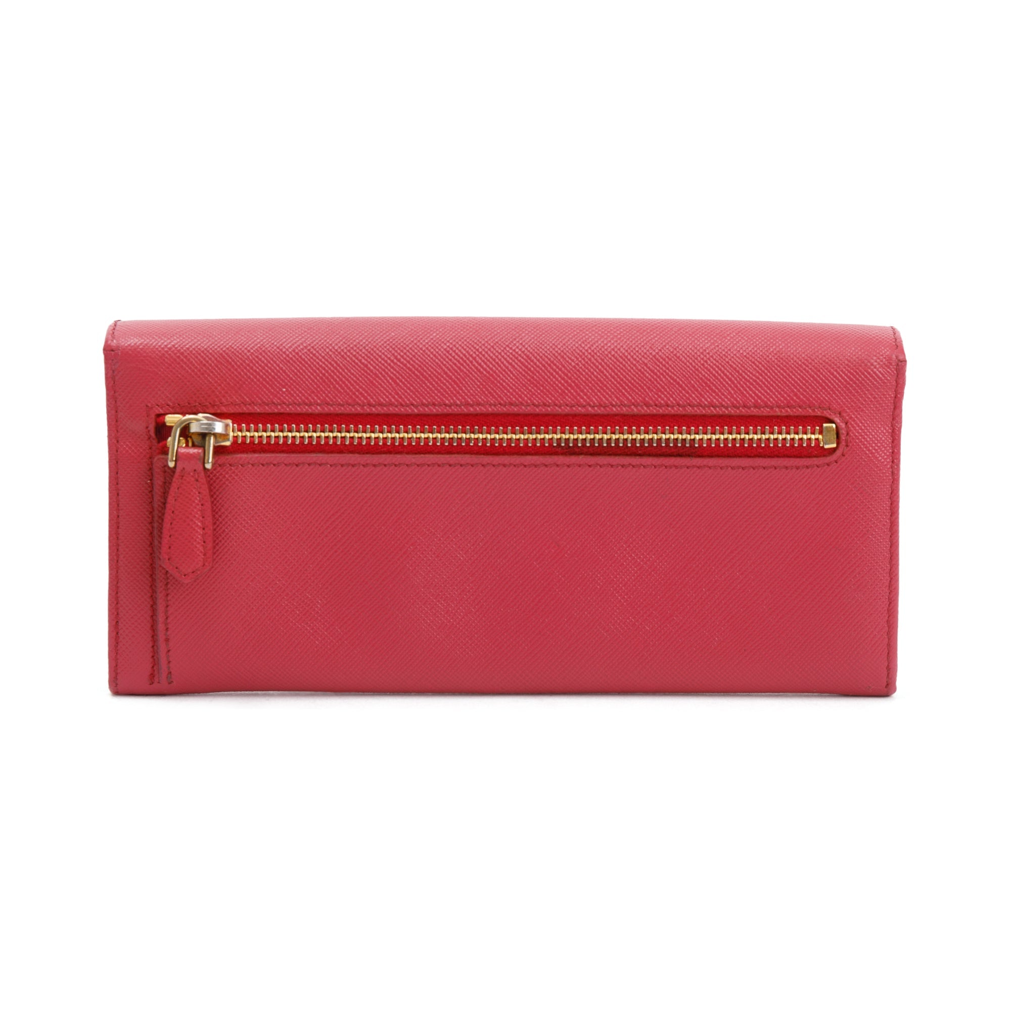 Prada Pink Saffiano Leather Continental Bow Wallet
