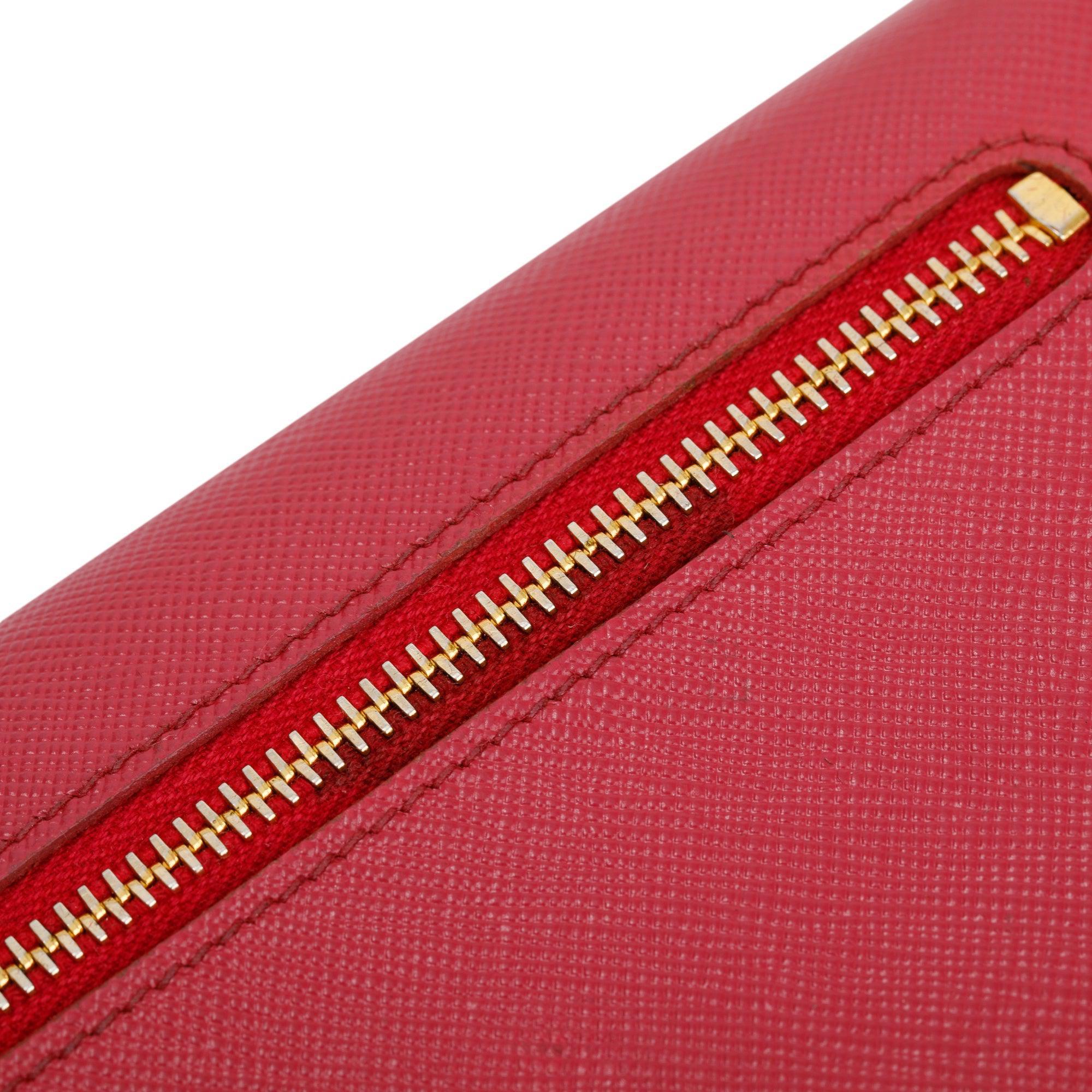 Prada Pink Saffiano Leather Continental Bow Wallet