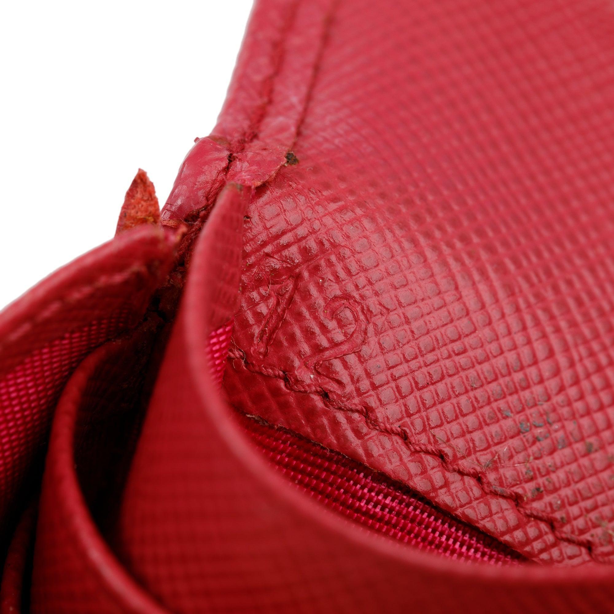 Prada Pink Saffiano Leather Continental Bow Wallet