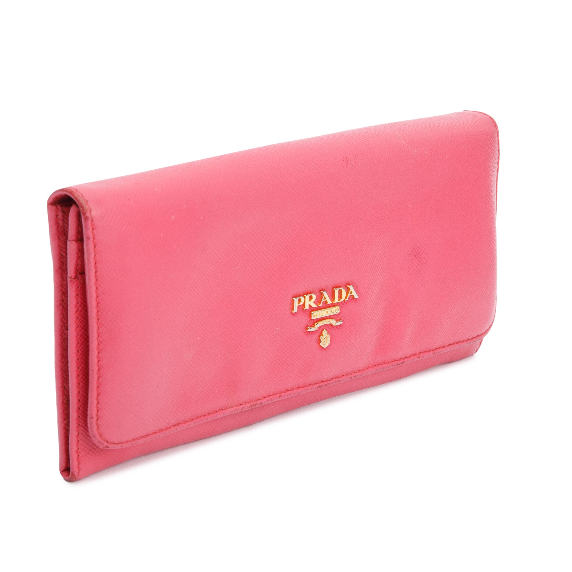 Prada Pink Saffiano Leather Continental Flap Wallet