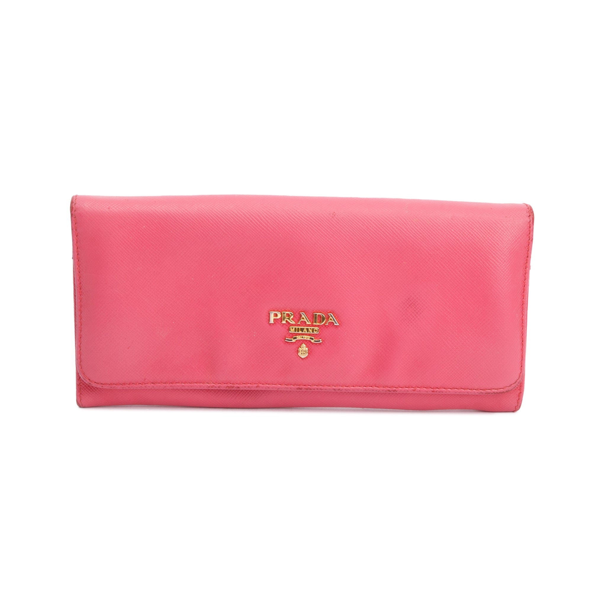 Prada Pink Saffiano Leather Continental Flap Wallet