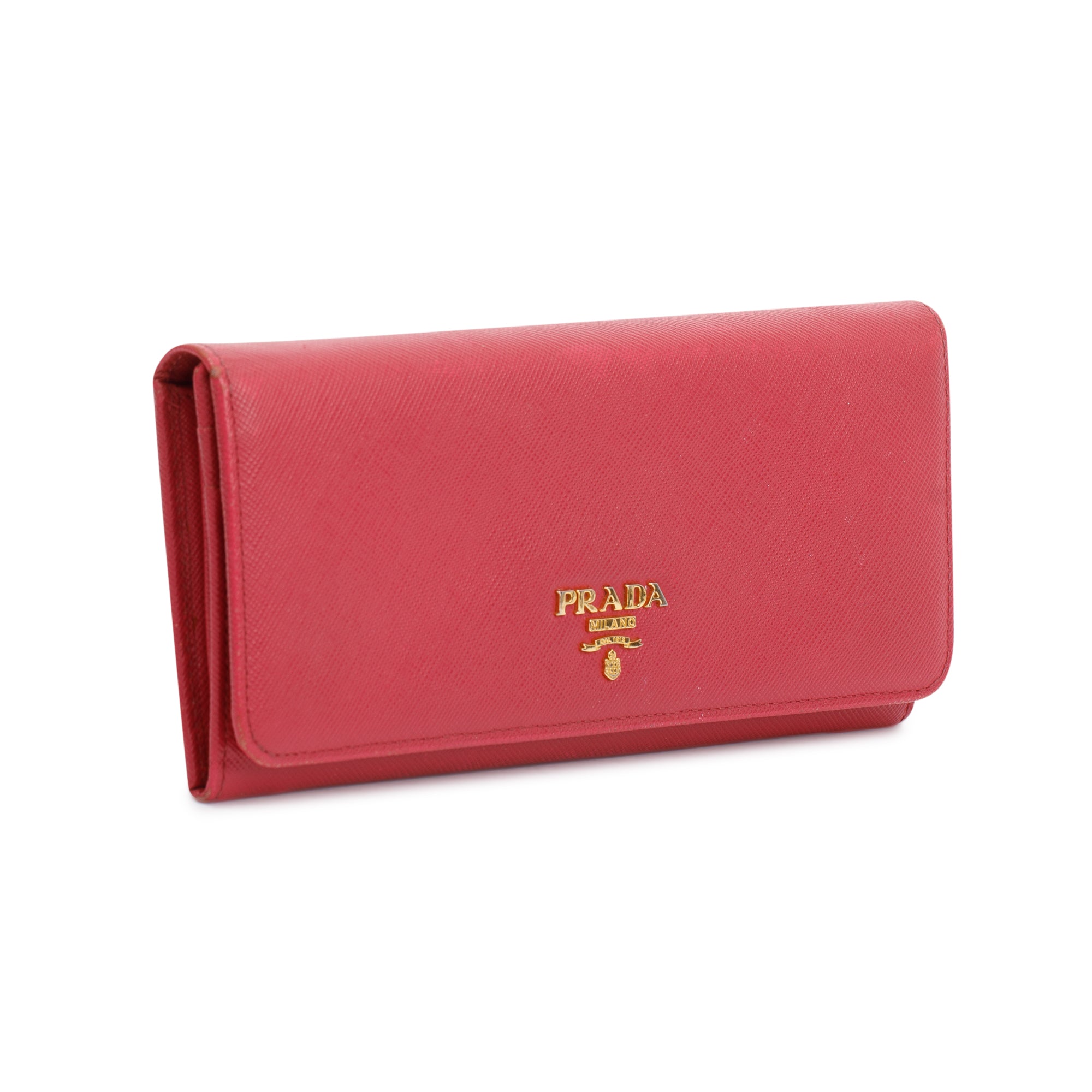 Prada Pink Saffiano Leather Continental Wallet