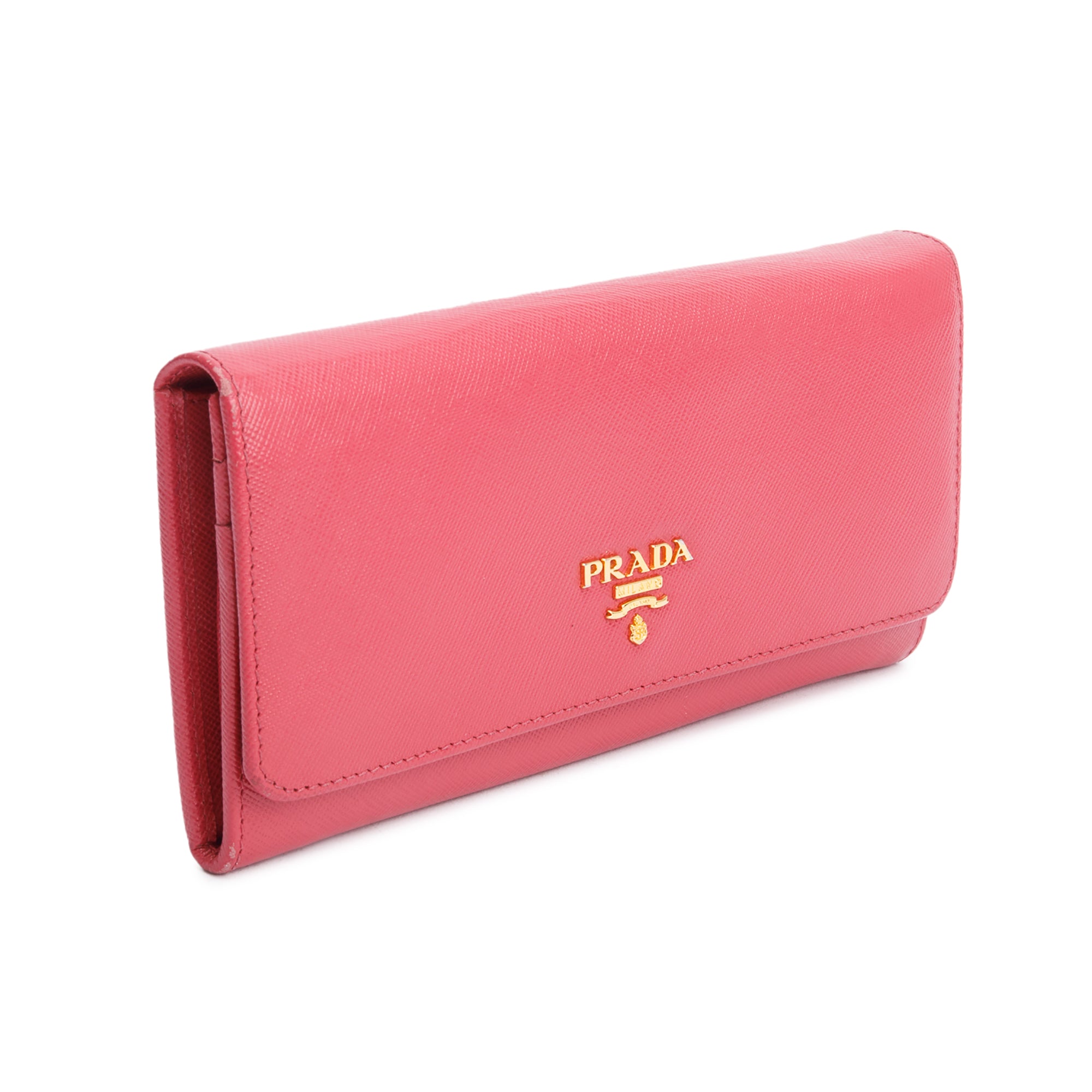 Prada Pink Saffiano Leather Continental Wallet