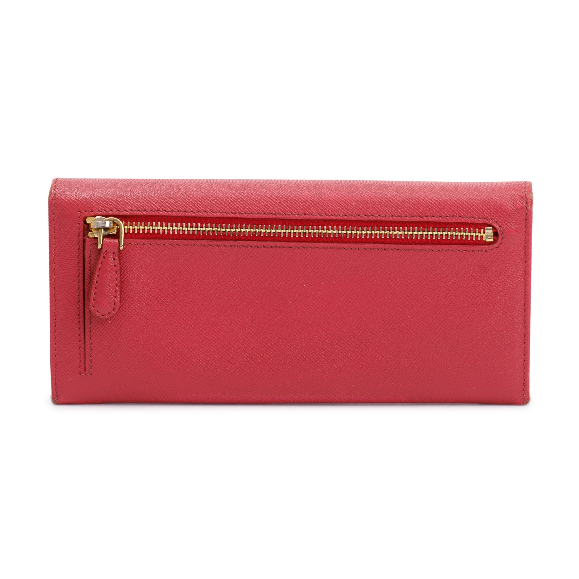 Prada Pink Saffiano Leather Continental Wallet