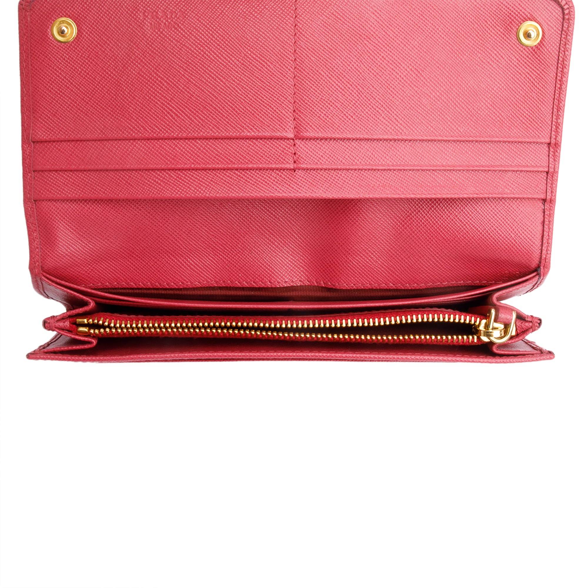 Prada Pink Saffiano Leather Continental Wallet